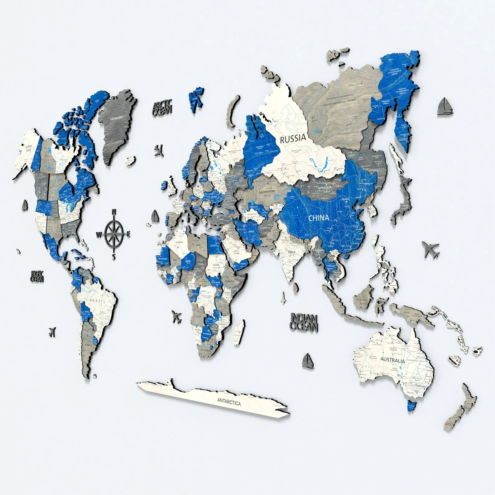 Birch Wood World Map Wall Art: Travel Decor with Inscriptions - Image 6