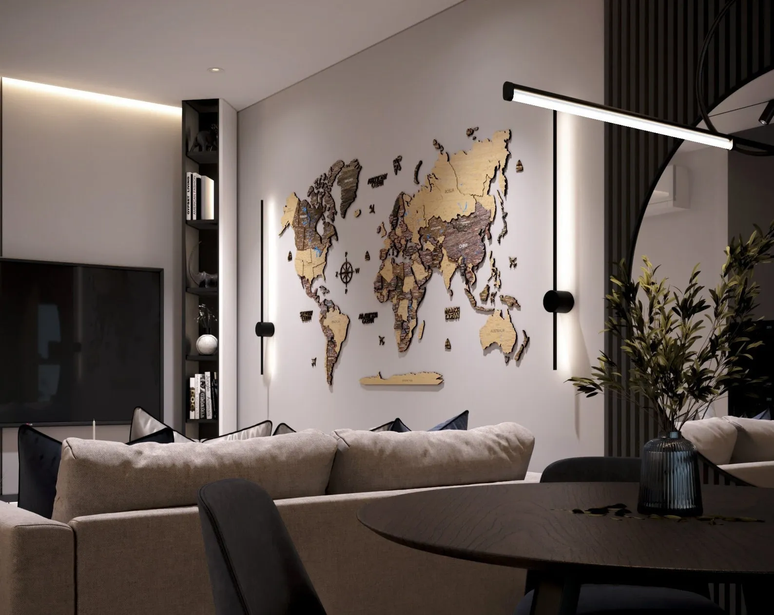 Wooden World Map Wall Art: Push Pin Travel Map