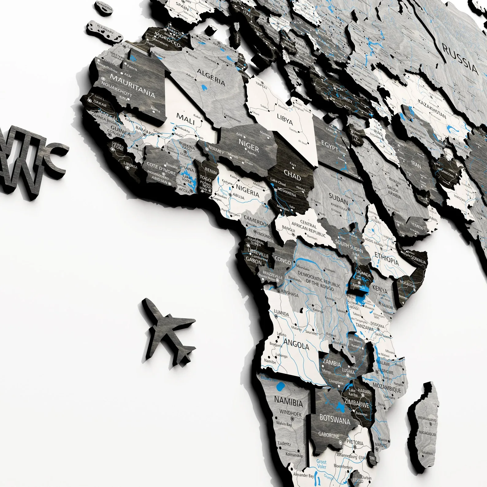 3D Wooden World Map Wall Art: Adventure Push Pin Map