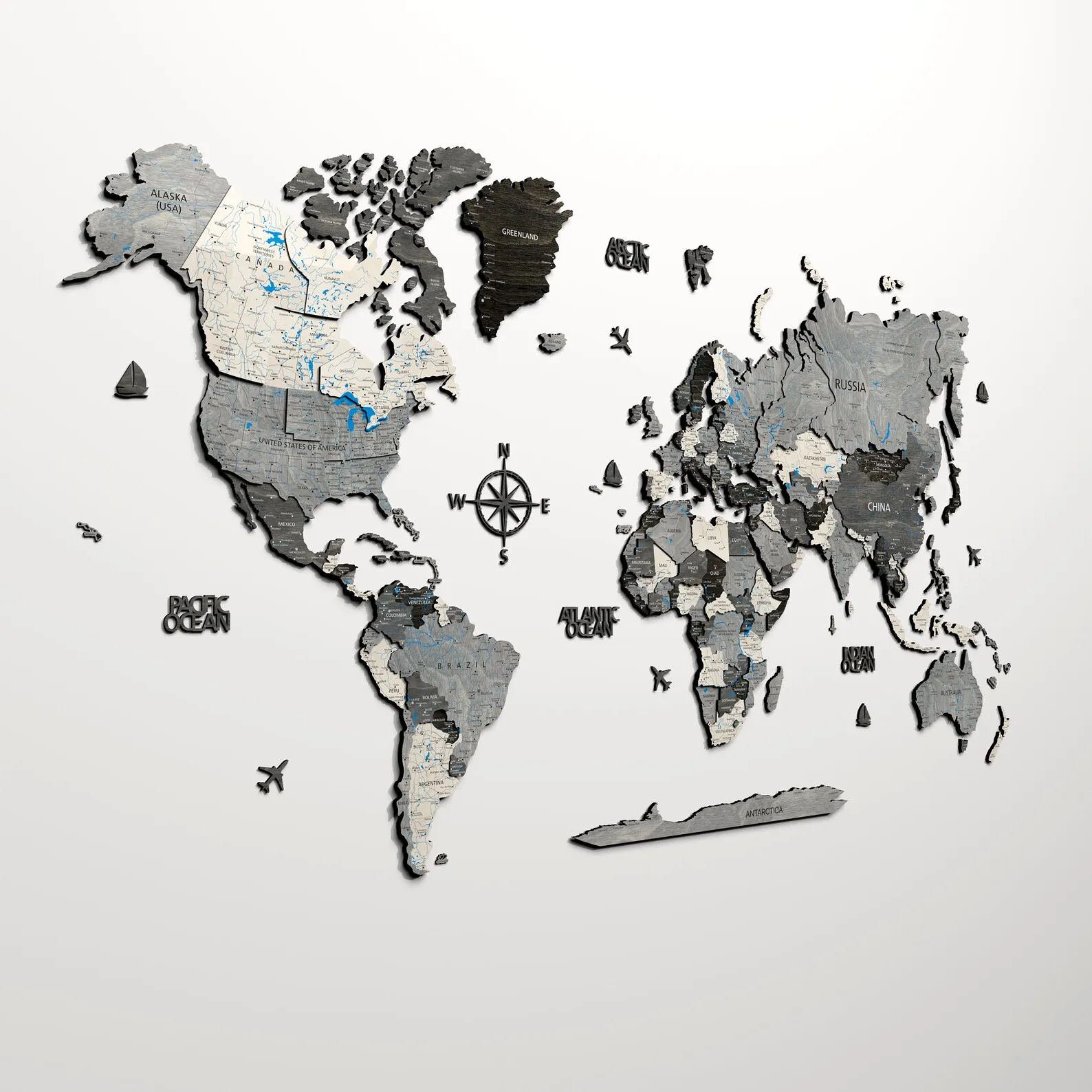 3D Wooden World Map Wall Art: Adventure Push Pin Map - Image 3