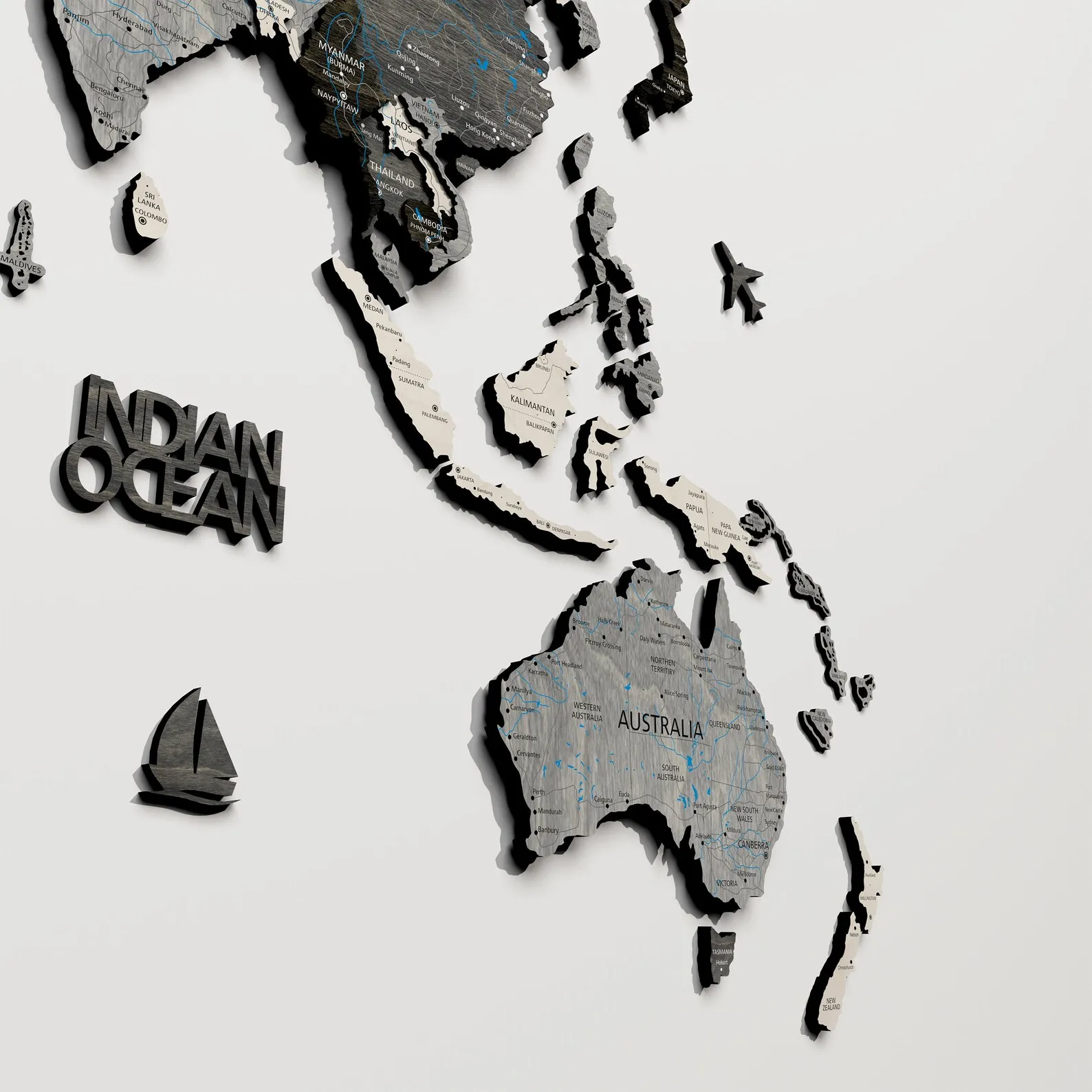 3D Wooden World Map Wall Art: Adventure Push Pin Map - Image 4