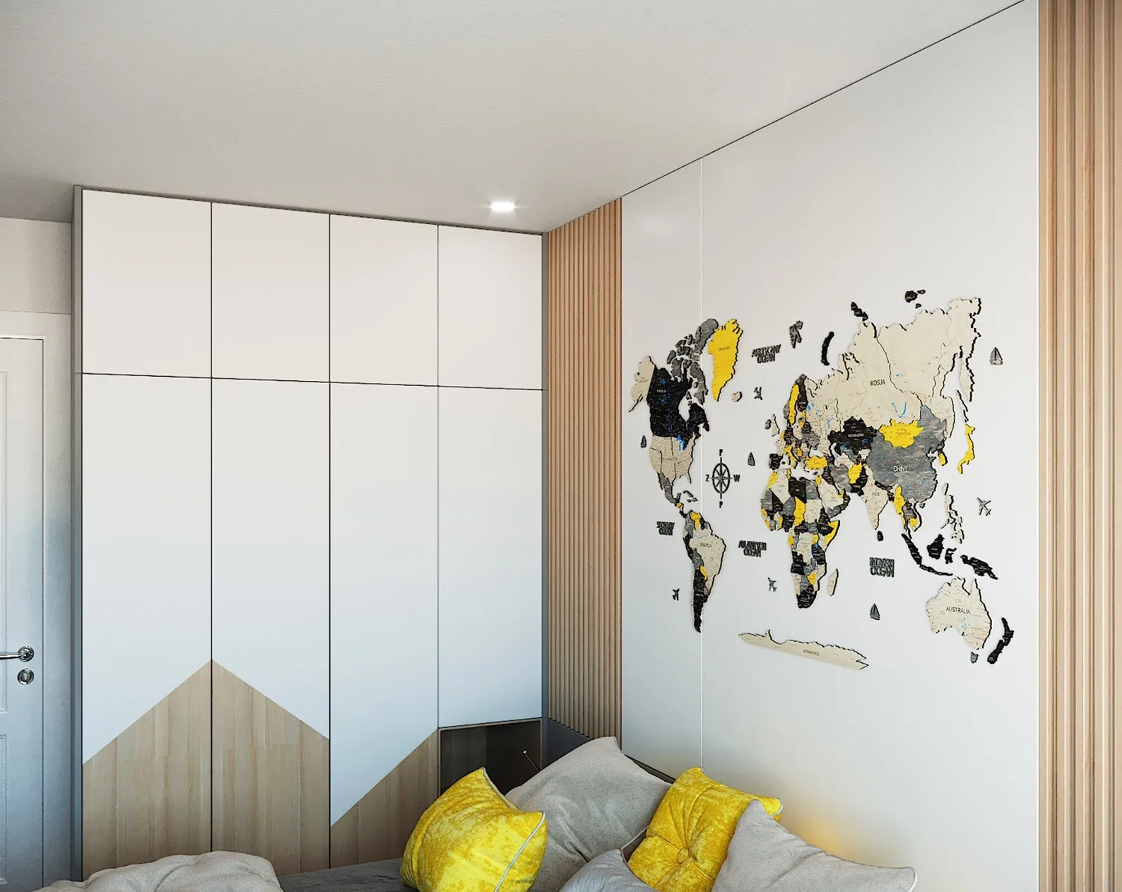 World Map Wall Art, Apartment Decor, Travel Map, Wooden Wall Decor, Housewarming Gifts for Home, 3D World Map, Weltkarte Holz