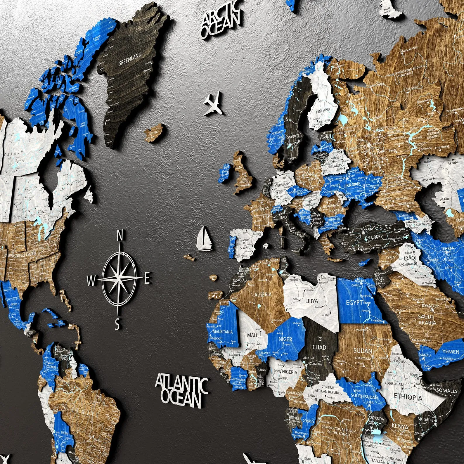 3D Wooden World Map Push Pin Board: Anniversary Travel Gift