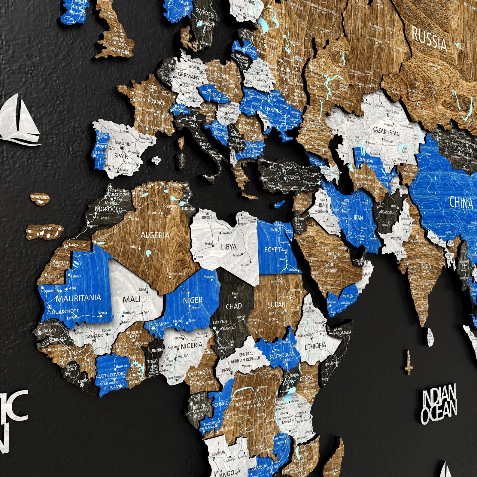 3D Wooden World Map Push Pin Board: Anniversary Travel Gift - Image 2