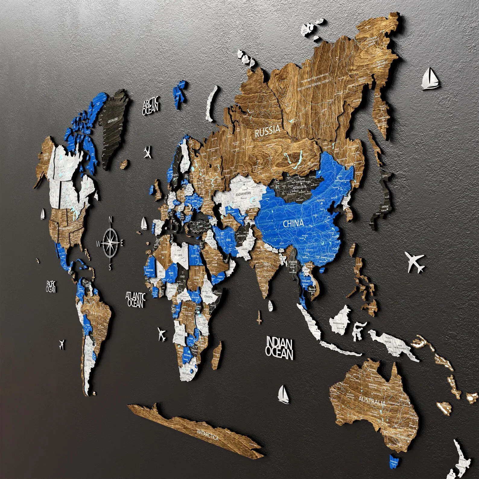 3D Wooden World Map Push Pin Board: Anniversary Travel Gift - Image 3