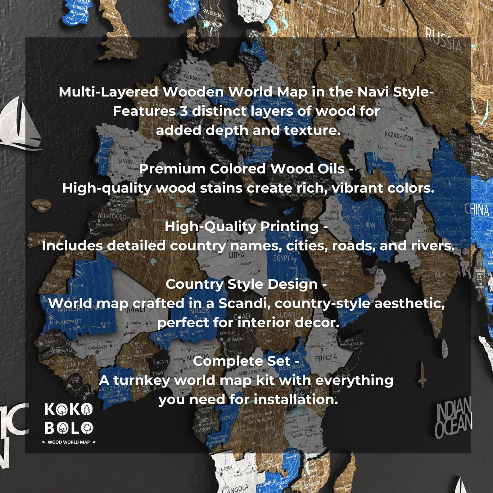 3D Wooden World Map Push Pin Board: Anniversary Travel Gift - Image 7