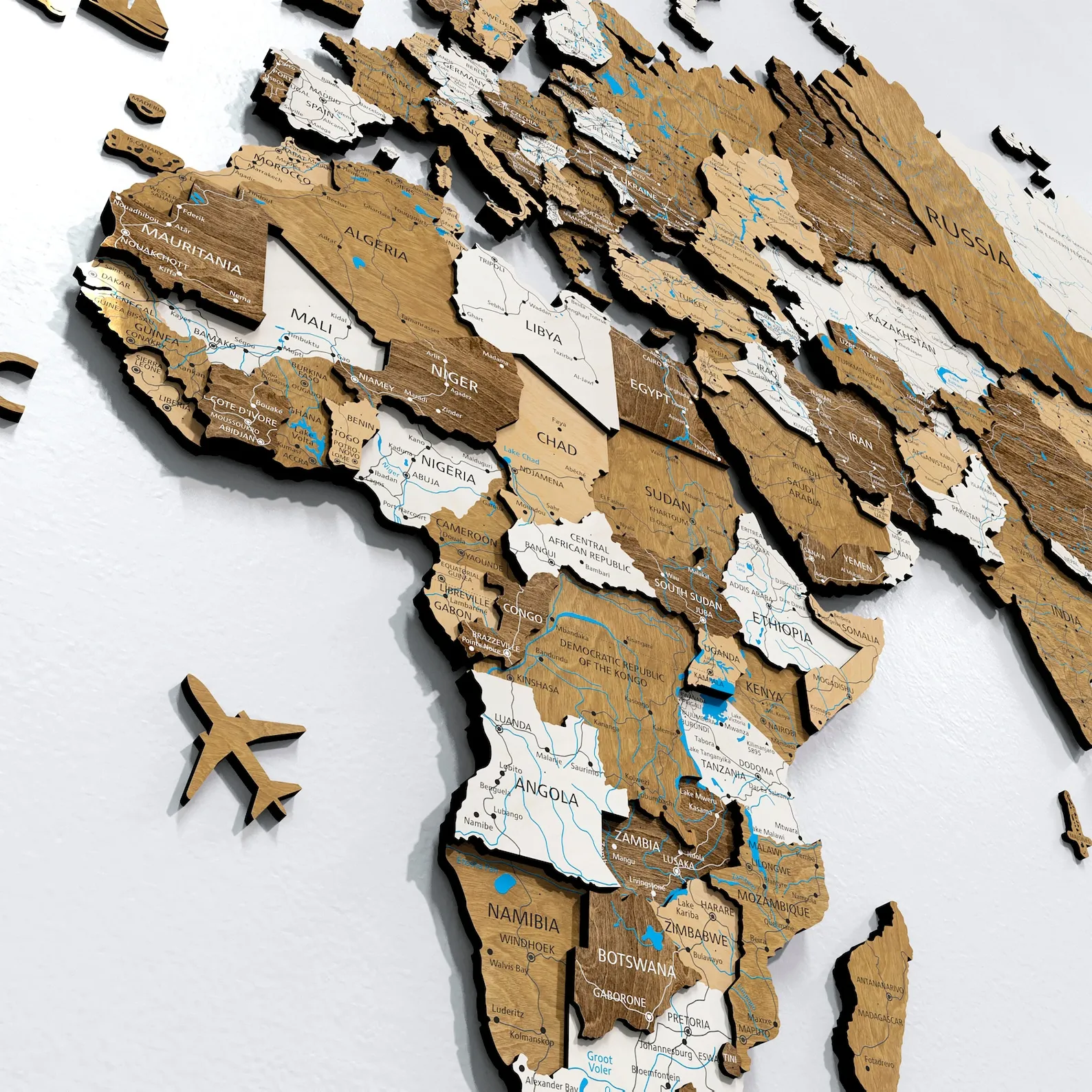 3D Wooden World Map Wall Art: Travel Decor