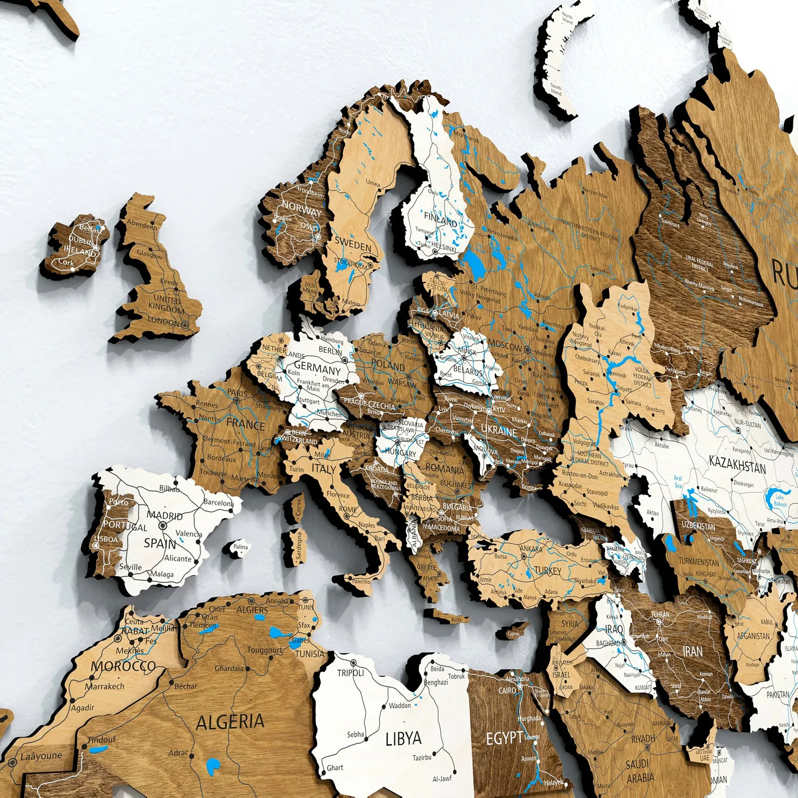 3D Wooden World Map Wall Art: Travel Decor - Image 5