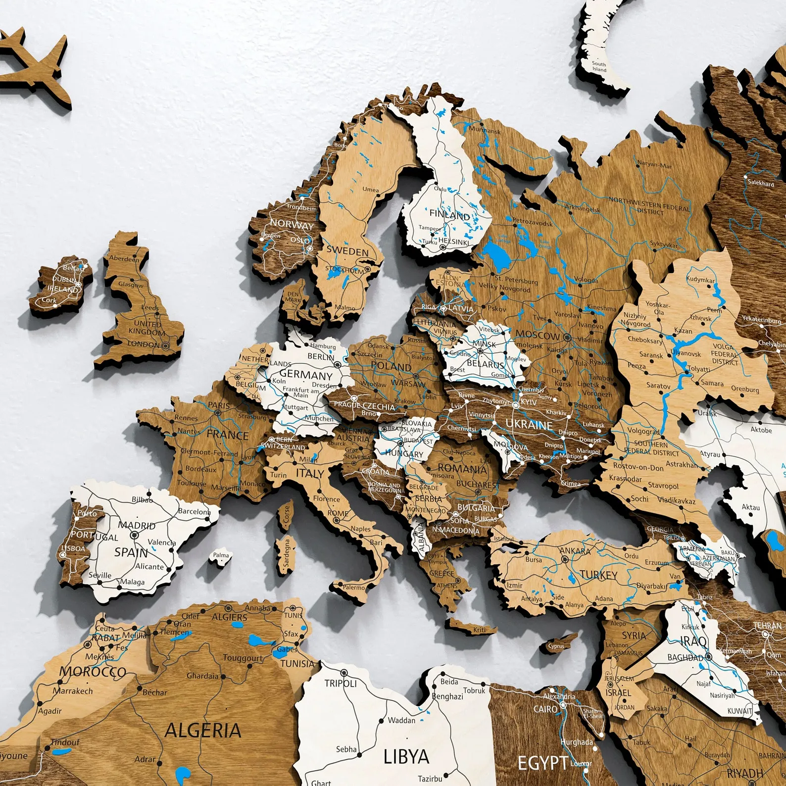 3D Wooden World Map Wall Art: Travel Decor - Image 6