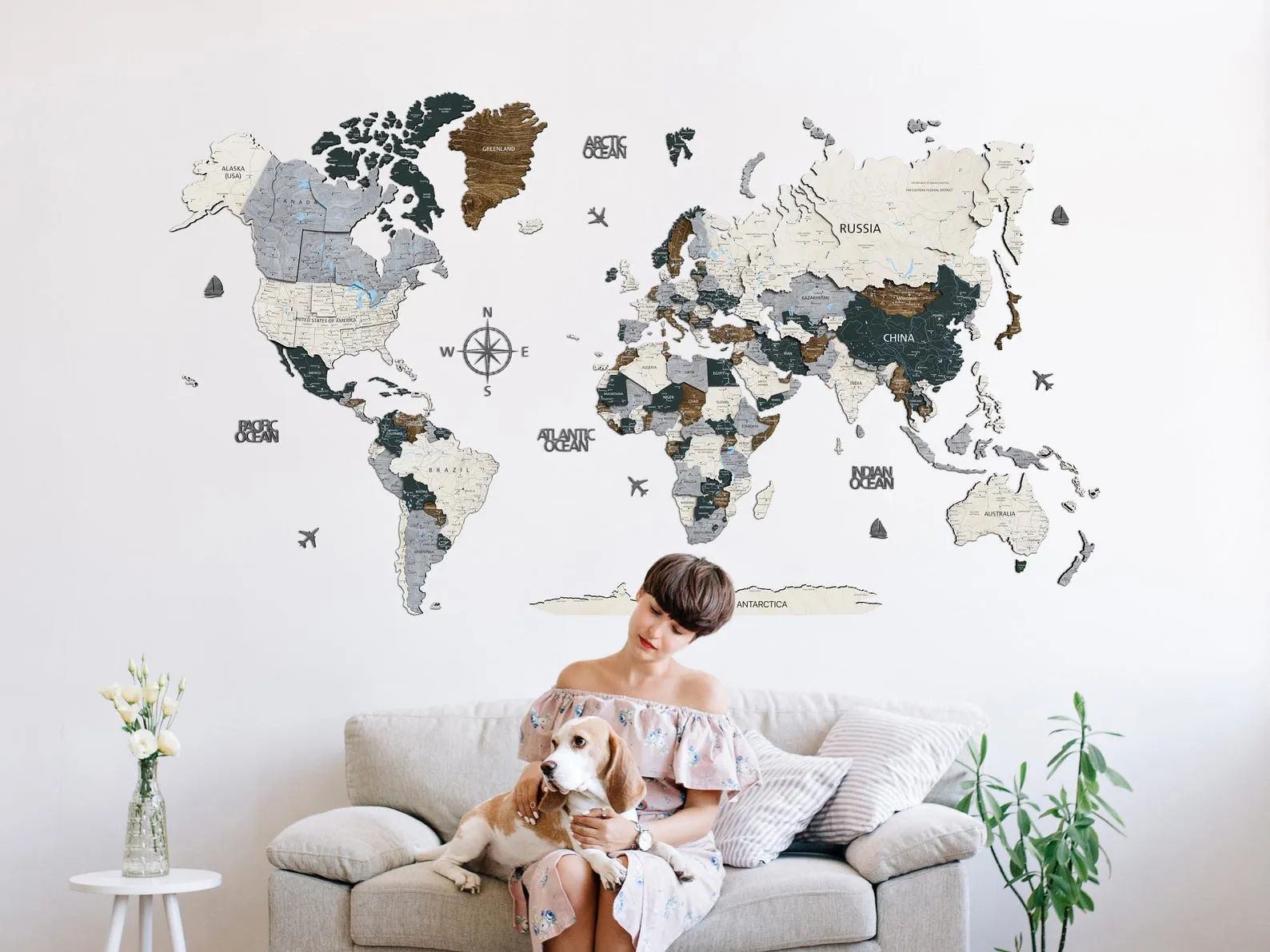 3D Wooden World Map Wall Art: Rustic Office Decor, Travel Gift - Image 6