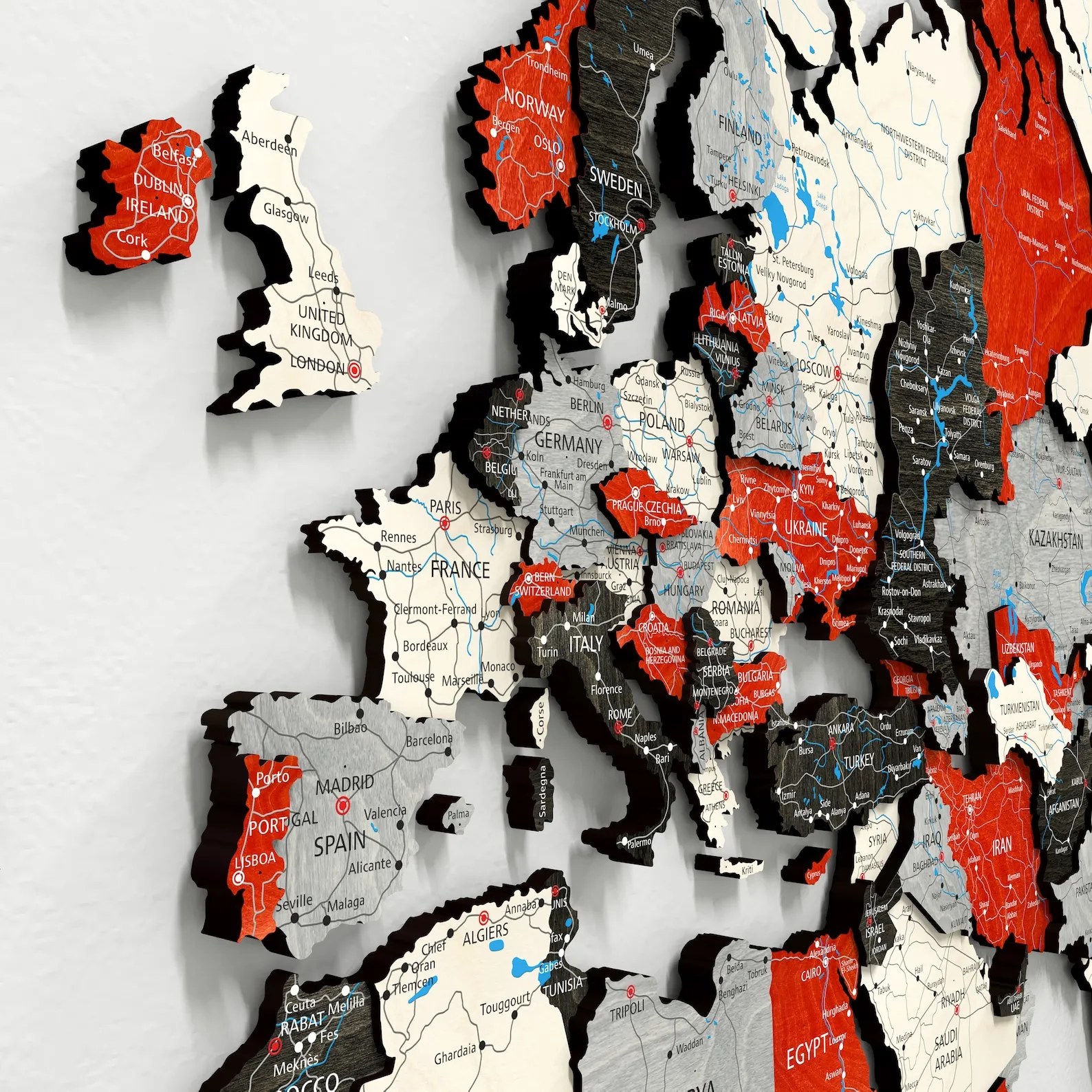 3D Wooden World Map Wall Art: Push Pin Travel Adventure Decor