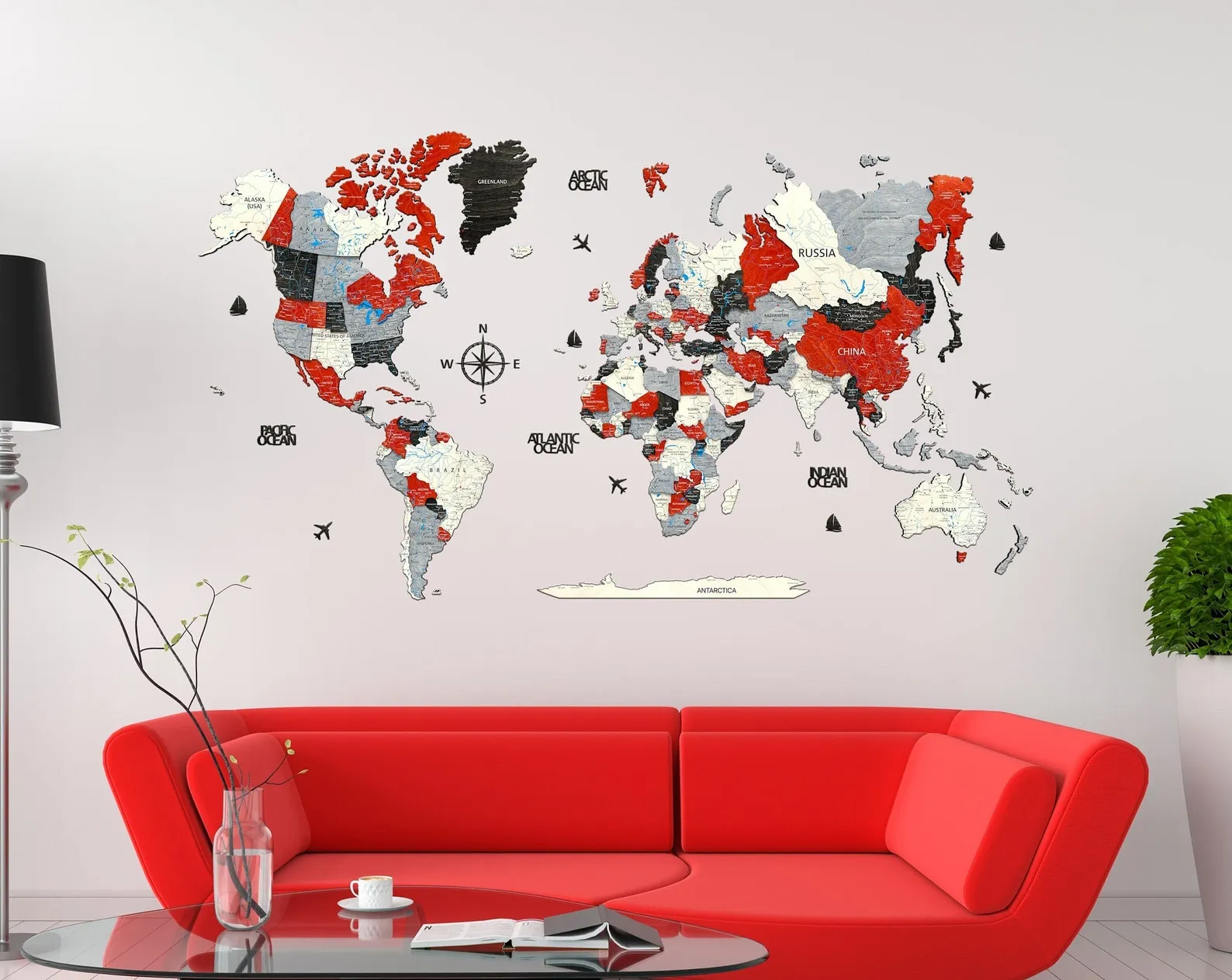 3D Wooden World Map Wall Art: Push Pin Travel Adventure Decor - Image 4