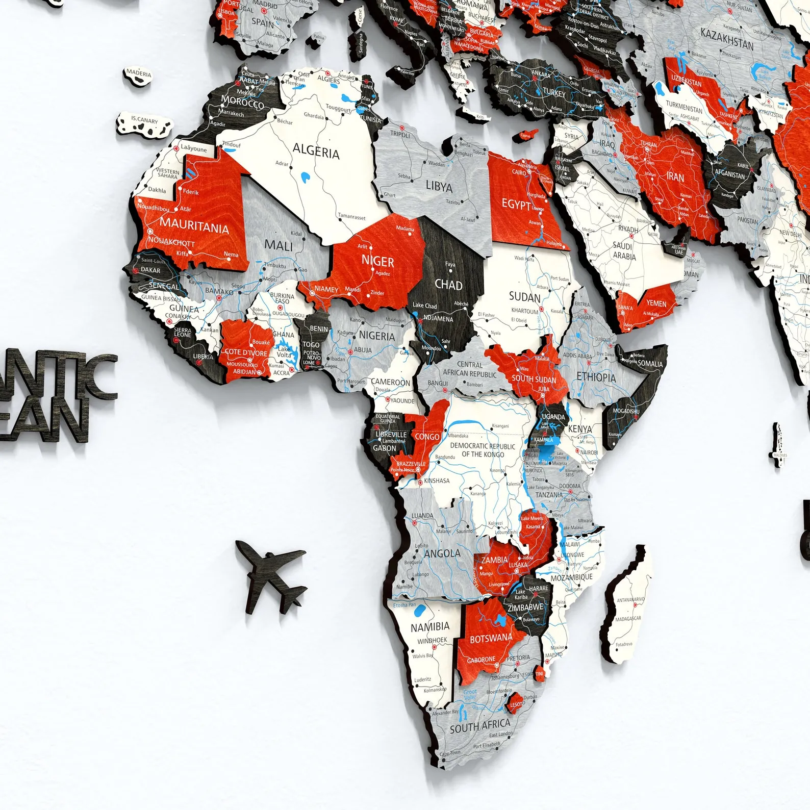 3D Wooden World Map Wall Art: Push Pin Travel Adventure Decor - Image 5