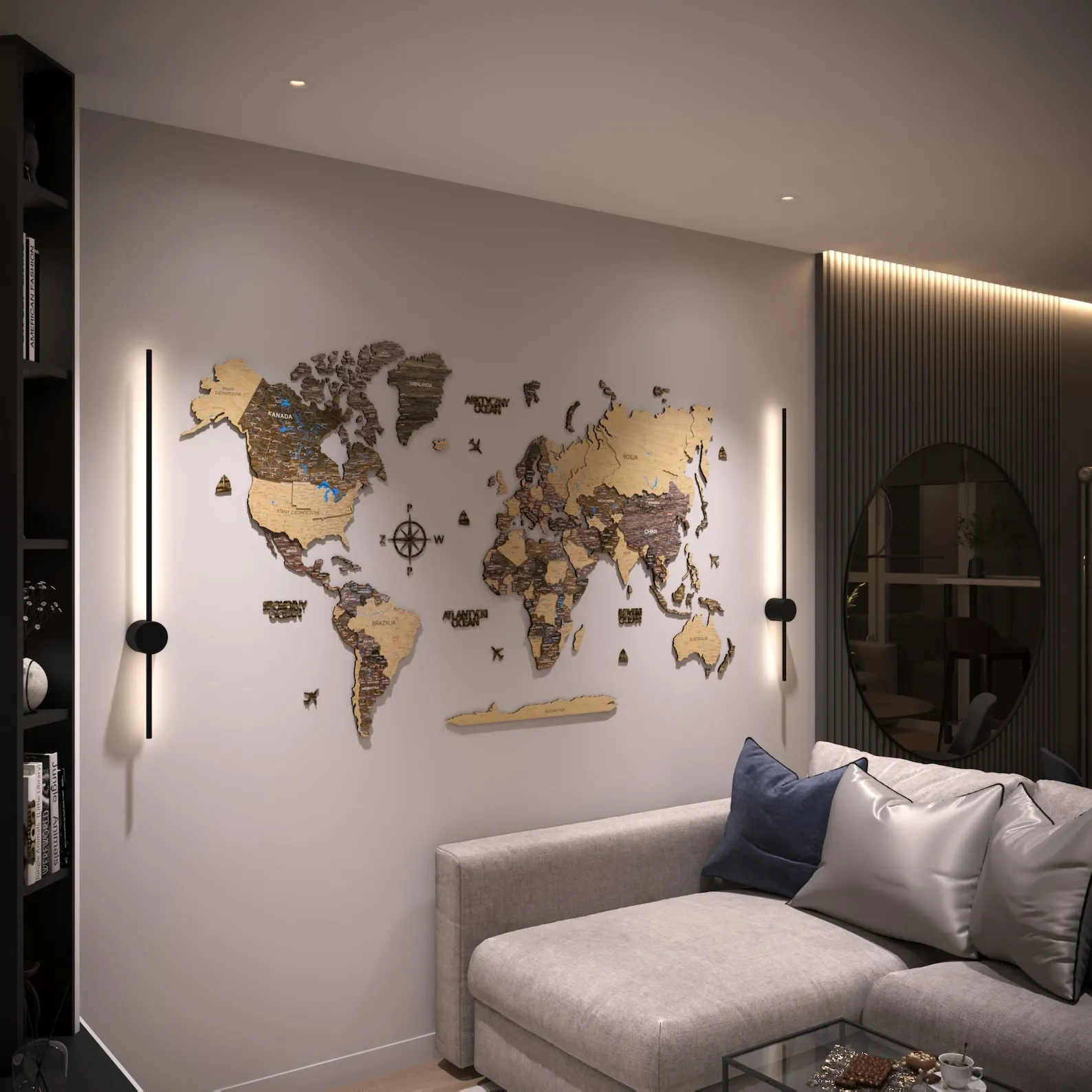 3D Wooden World Map: Decorative Wood Wall Art - Image 2