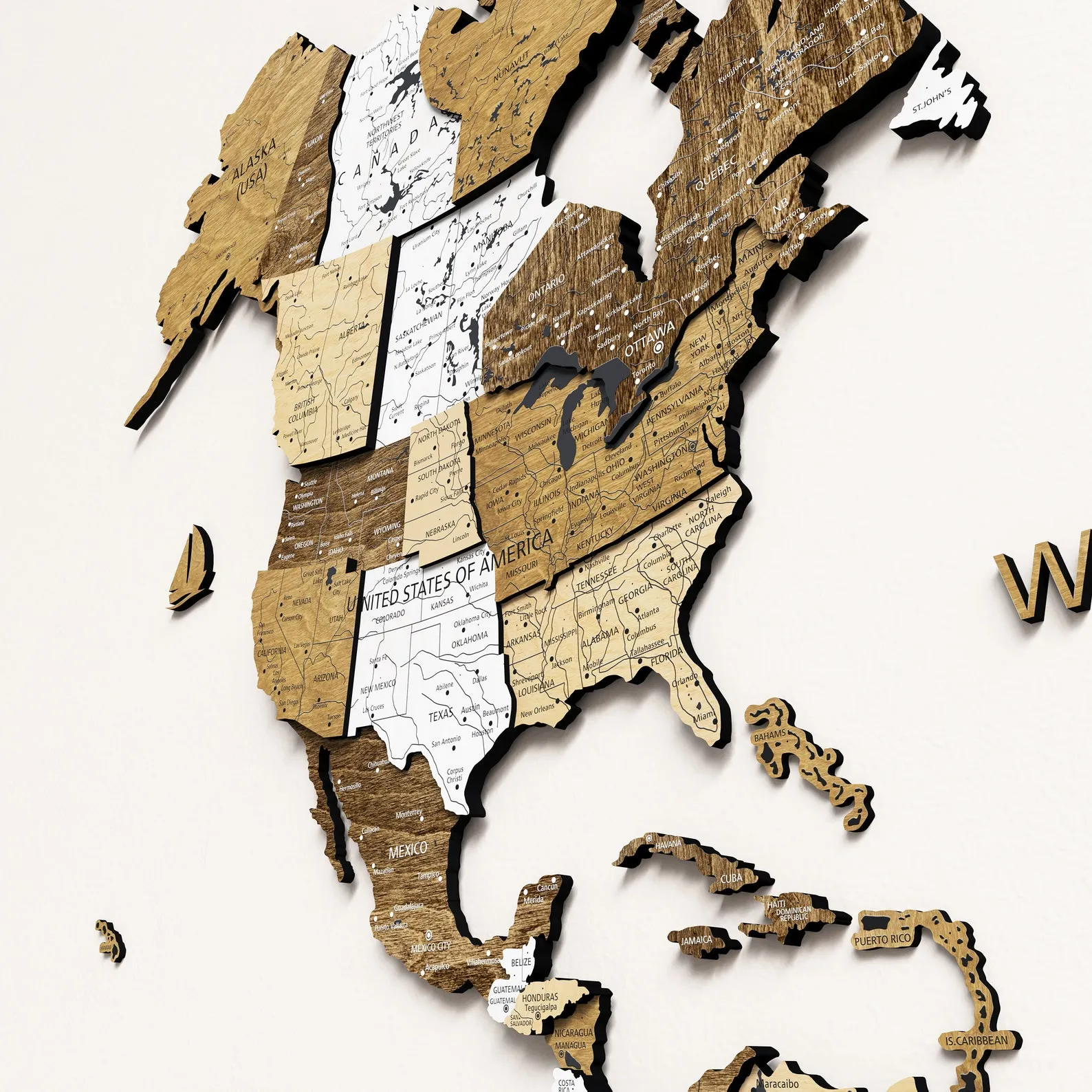 3D Wood World Map Wall Art: Office Decor Push Pin Map - Image 4