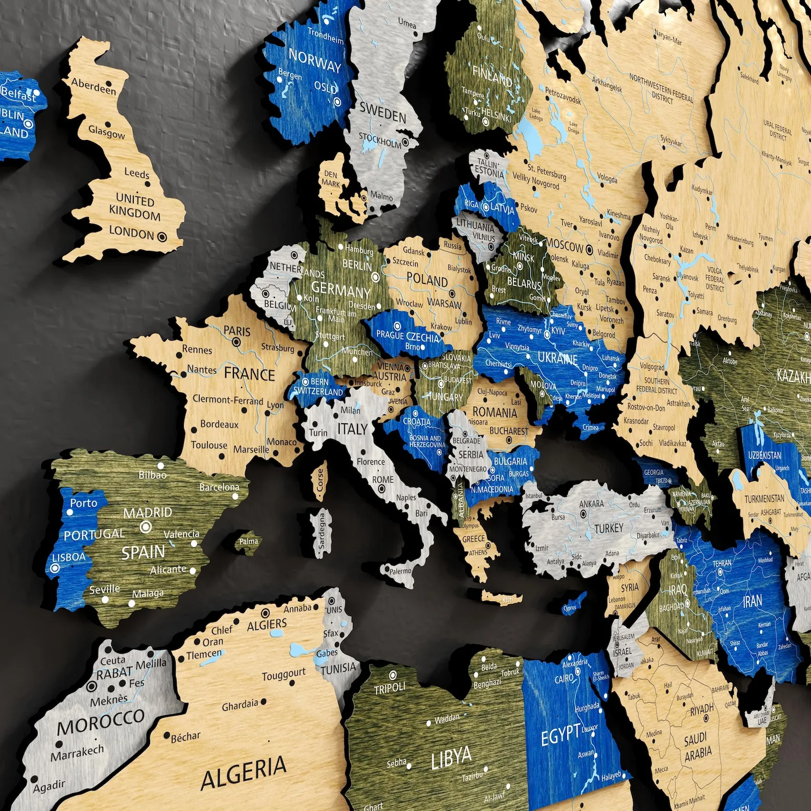 3D Wooden World Map Wall Art: Push Pin Travel Decor