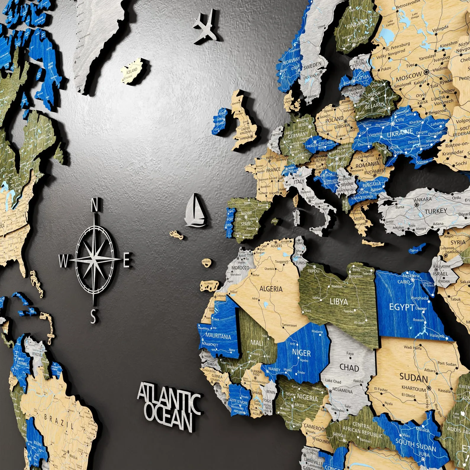 3D Wooden World Map Wall Art: Push Pin Travel Decor - Image 2