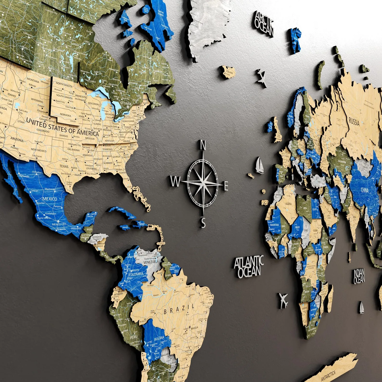 3D Wooden World Map Wall Art: Push Pin Travel Decor - Image 5