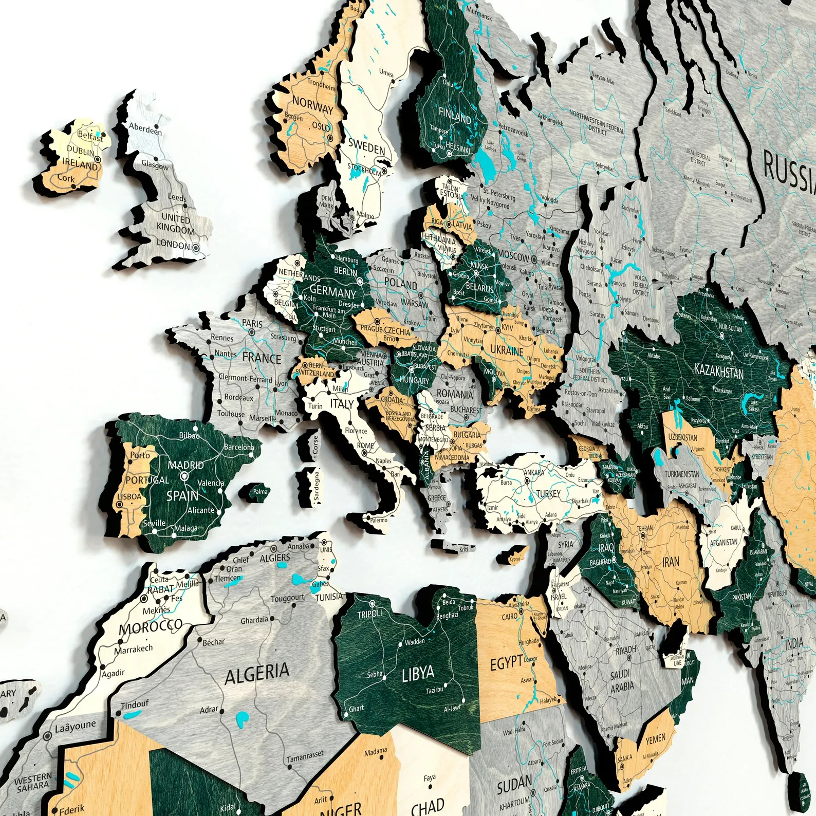 3D Wooden World Map Wall Art: Push Pin Travel Decor