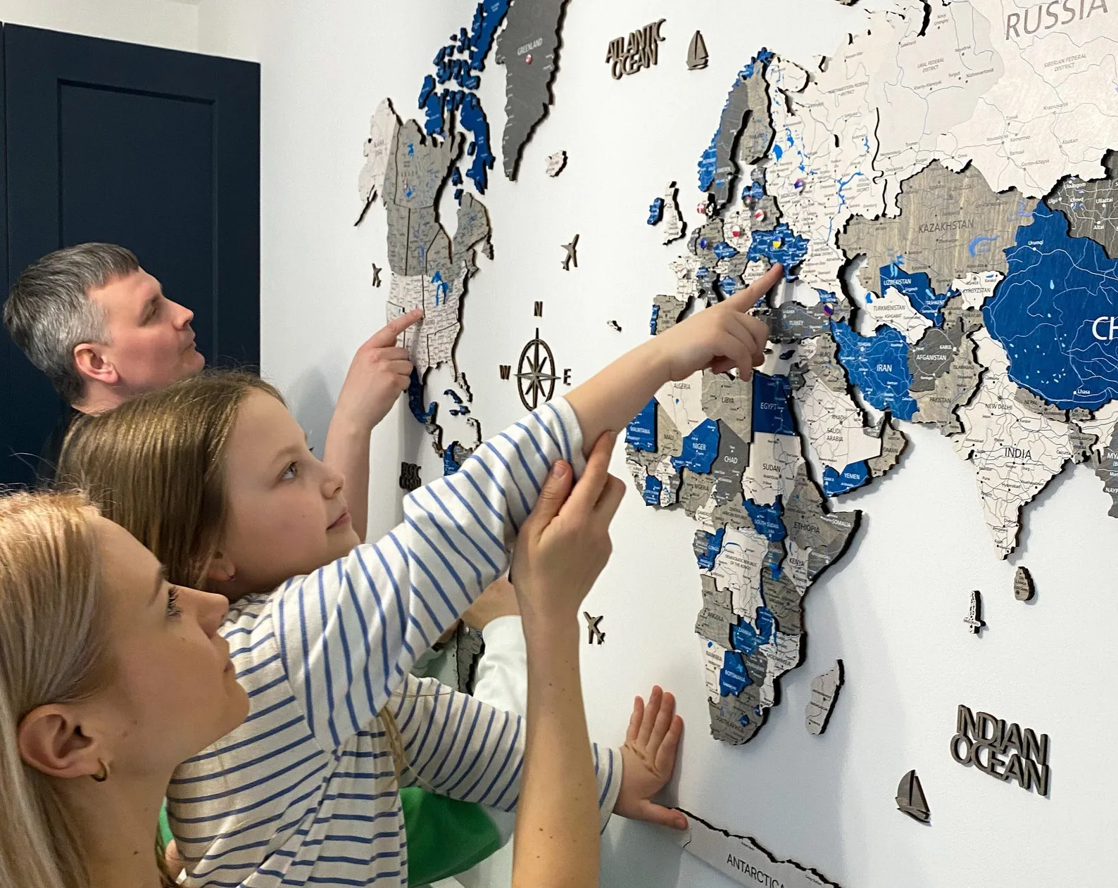 3D Wood World Map: Home Wall Decor with Inscriptions - Image 3