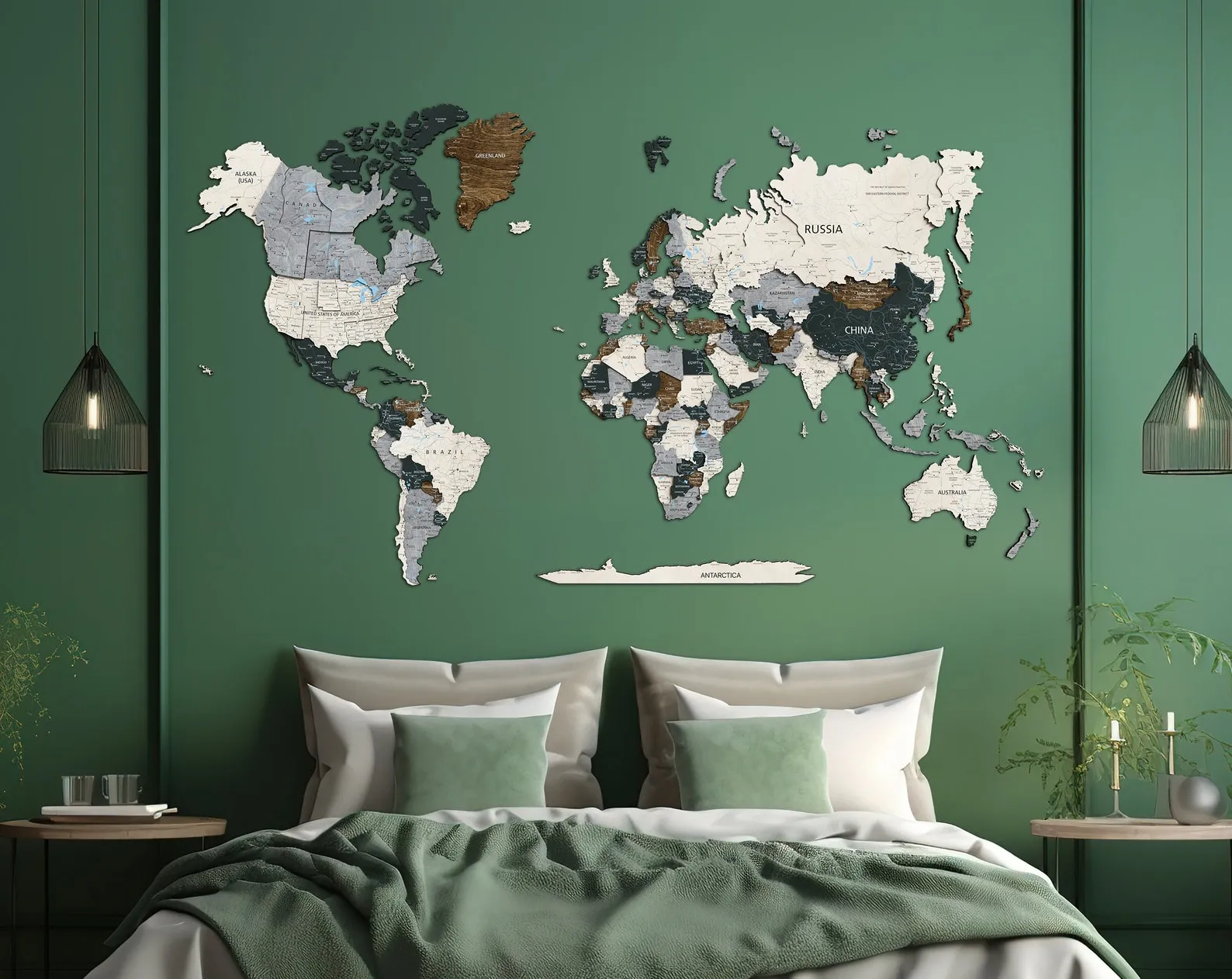 3D Wooden World Travel Map: Push Pin Wall Art