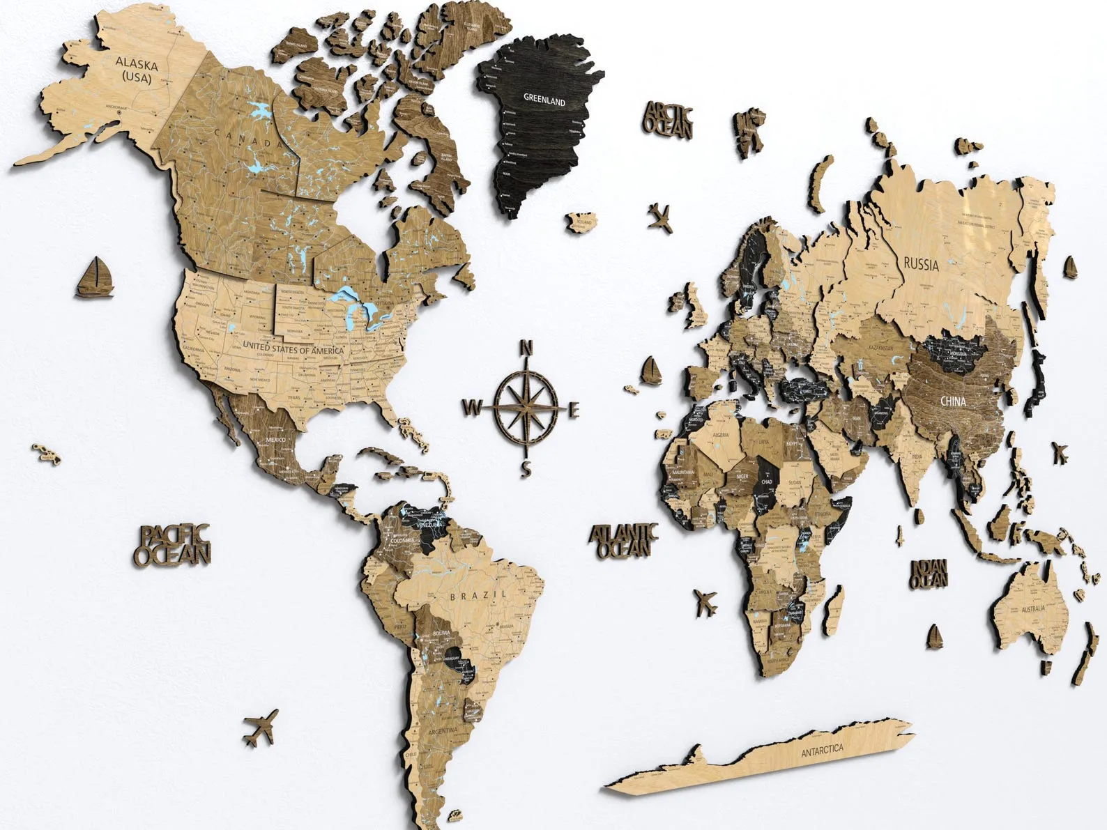 3D Wood World Push Pin Travel Map, 5th Anniversary Couples Gift, Housewarming Unique Christmas Gifts - Image 4