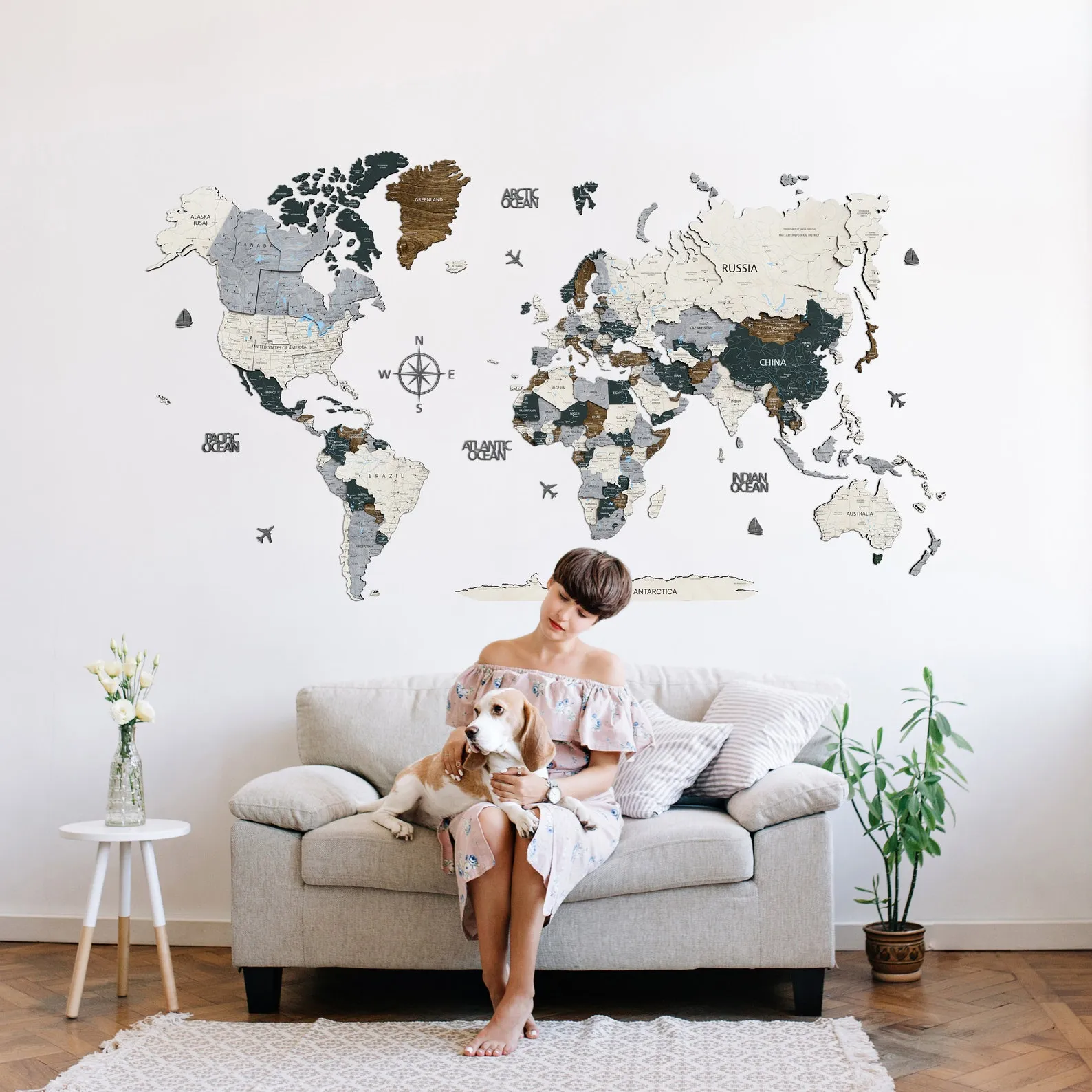 3D Wood World Map Wall Art: Floating Home or Office Decor