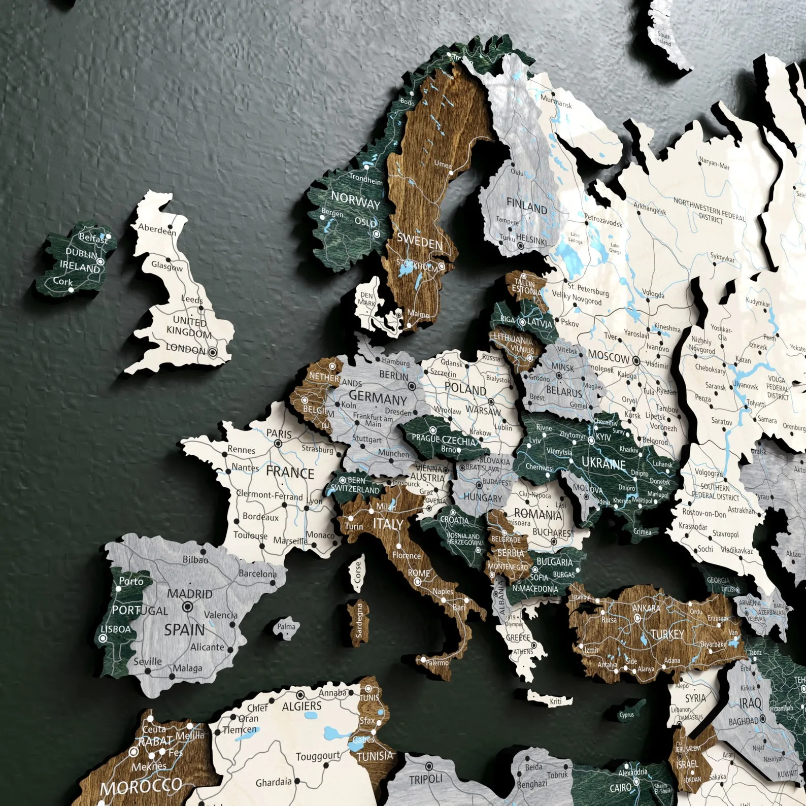 3D Wood World Map Wall Art: Floating Home or Office Decor - Image 2