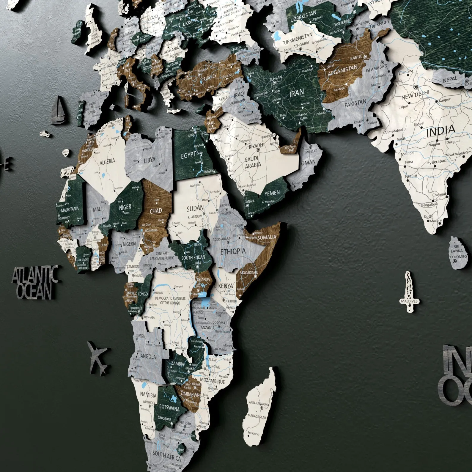 3D Wood World Map Wall Art: Floating Home or Office Decor - Image 4