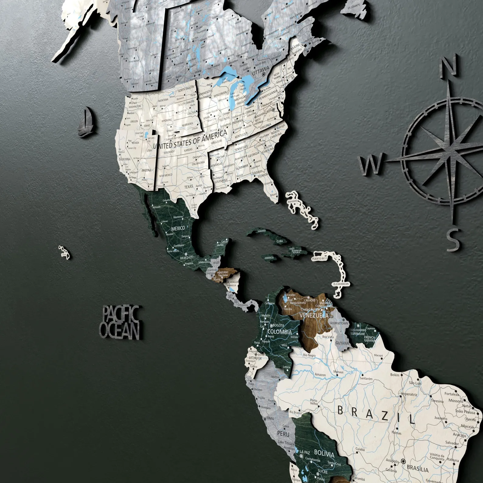 3D Wood World Map Wall Art: Floating Home or Office Decor - Image 6