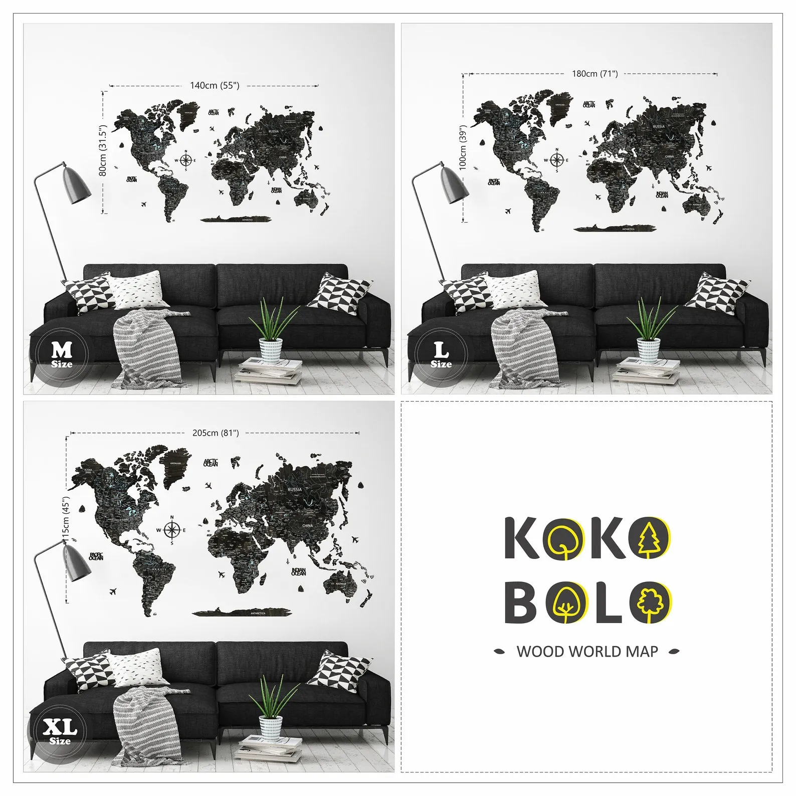 3D Wood World Map Wall Art: Ebony & Turquoise - Image 10