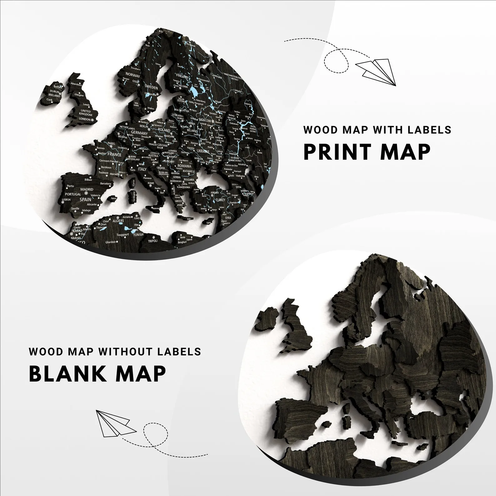 3D Wood World Map Wall Art: Ebony & Turquoise - Image 7