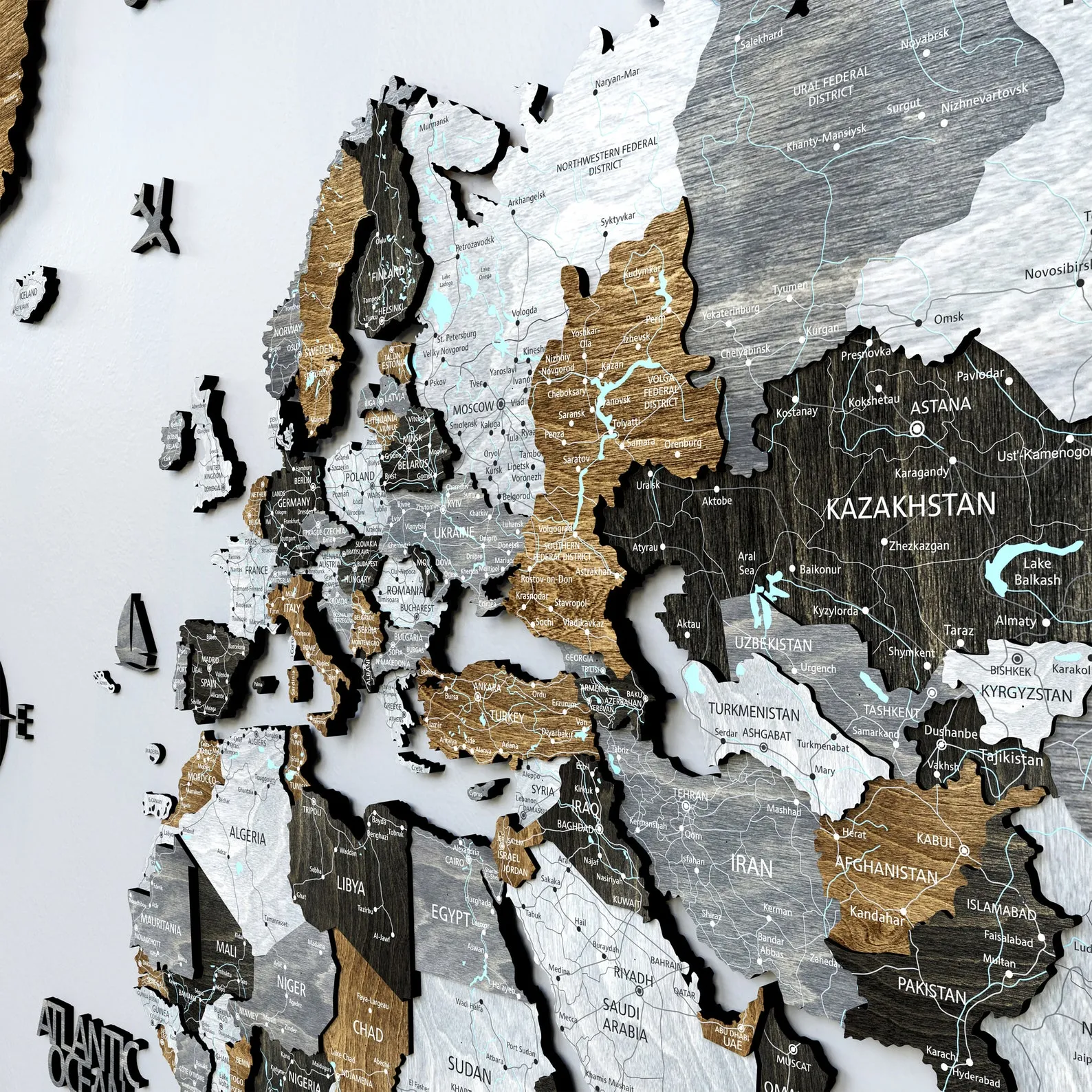 3D Wooden World Map Wall Art for Couples, Travel Tracker and Anniversary Gift - Image 3