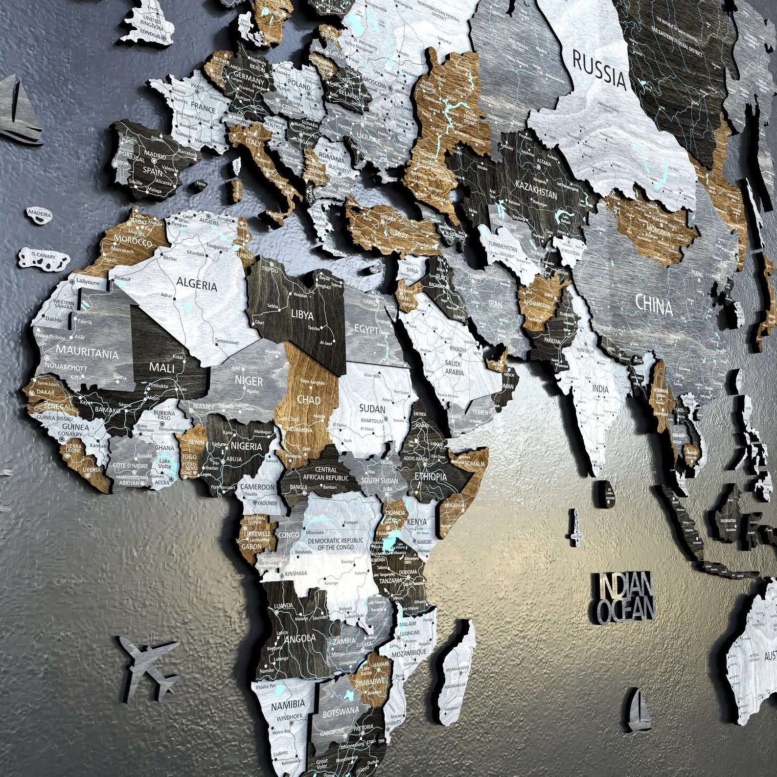 3D Wooden World Map Wall Art for Couples, Travel Tracker and Anniversary Gift - Image 4