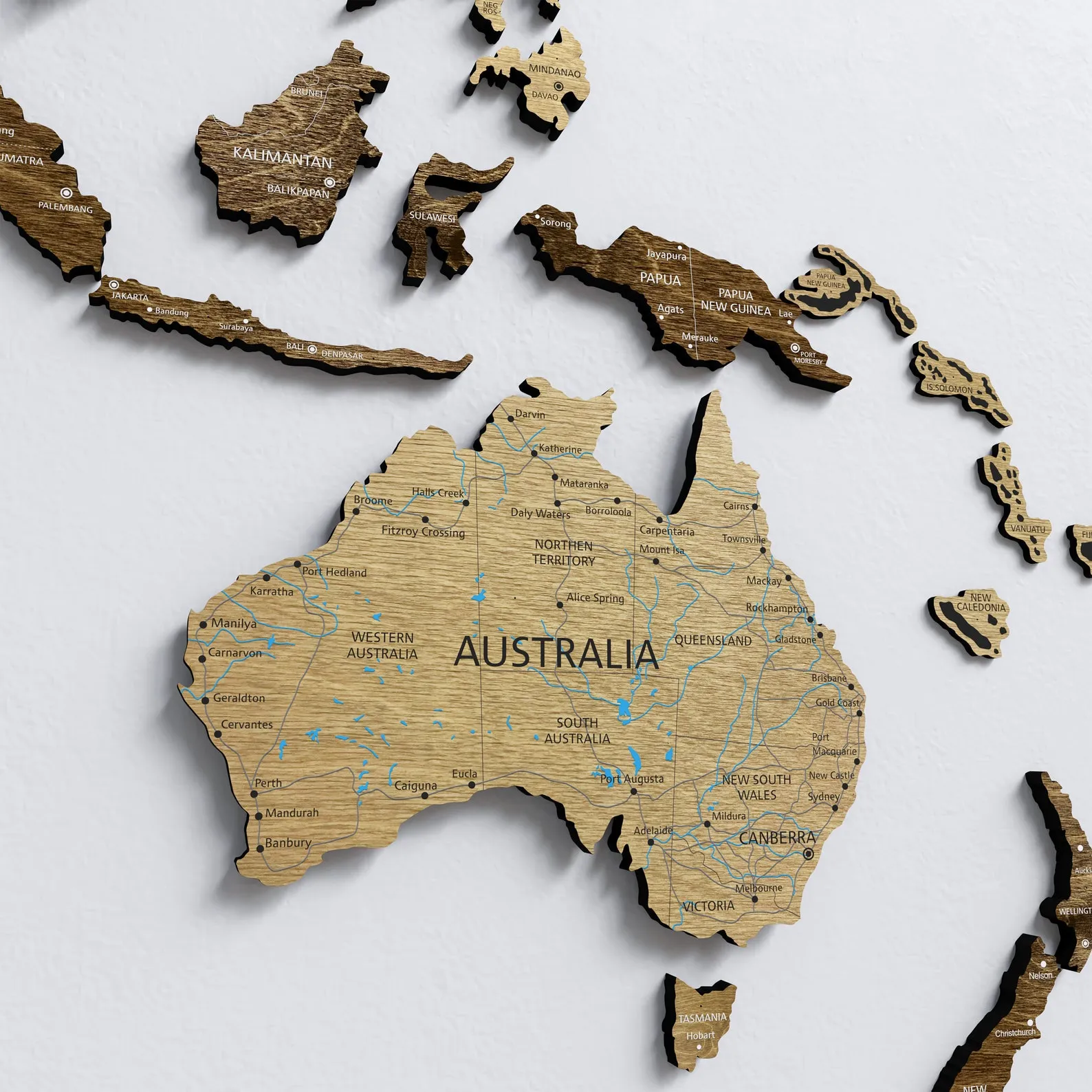 3D Wood World Map Art: Travel Tracker Wall Decor - Image 2