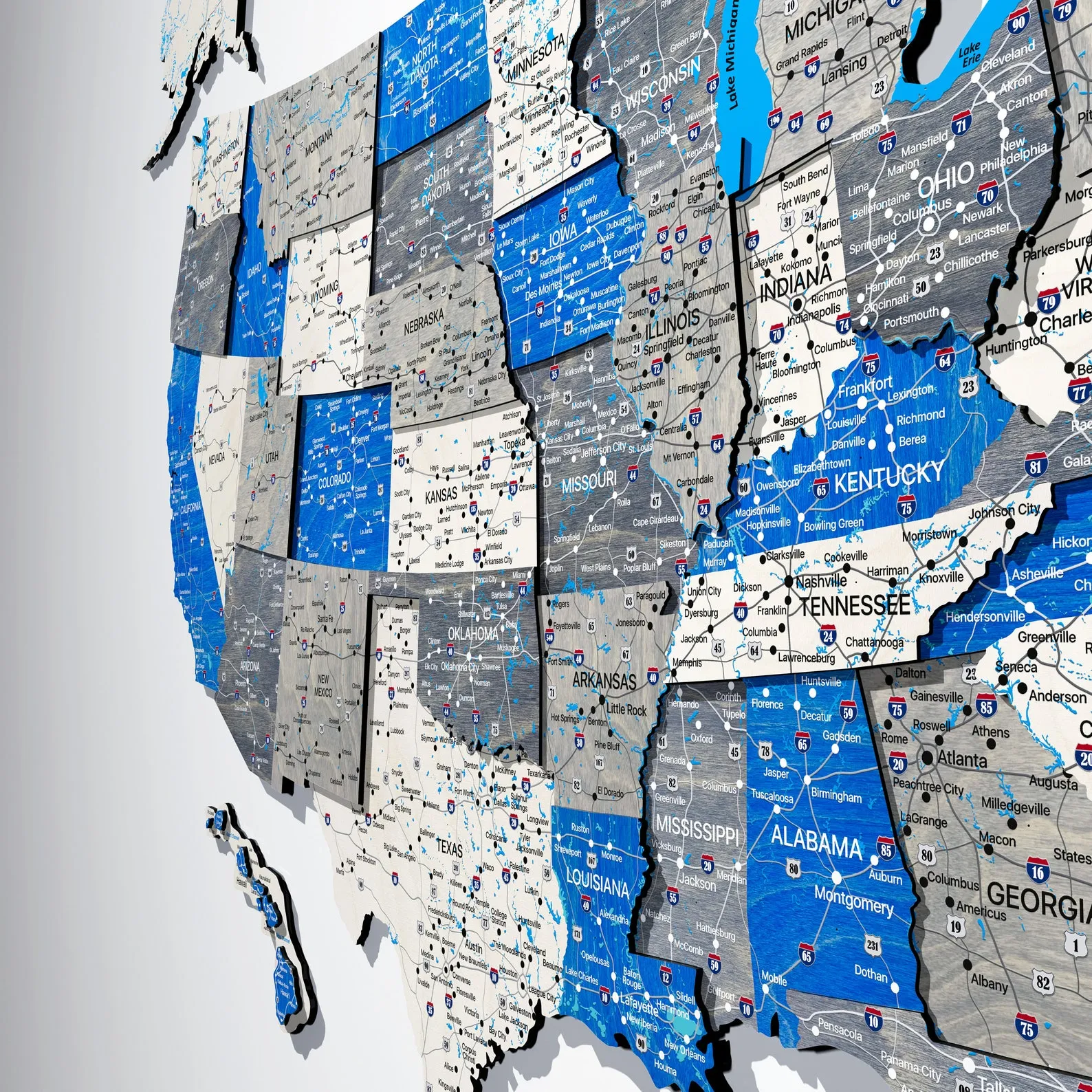 Blue Wooden USA Map: Push Pin Travel Wall Decor
