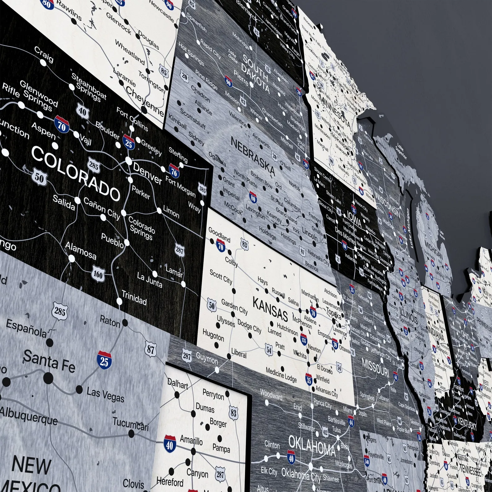 Monochrome USA Wooden Travel Map: Push Pin Wall Decor - Image 4