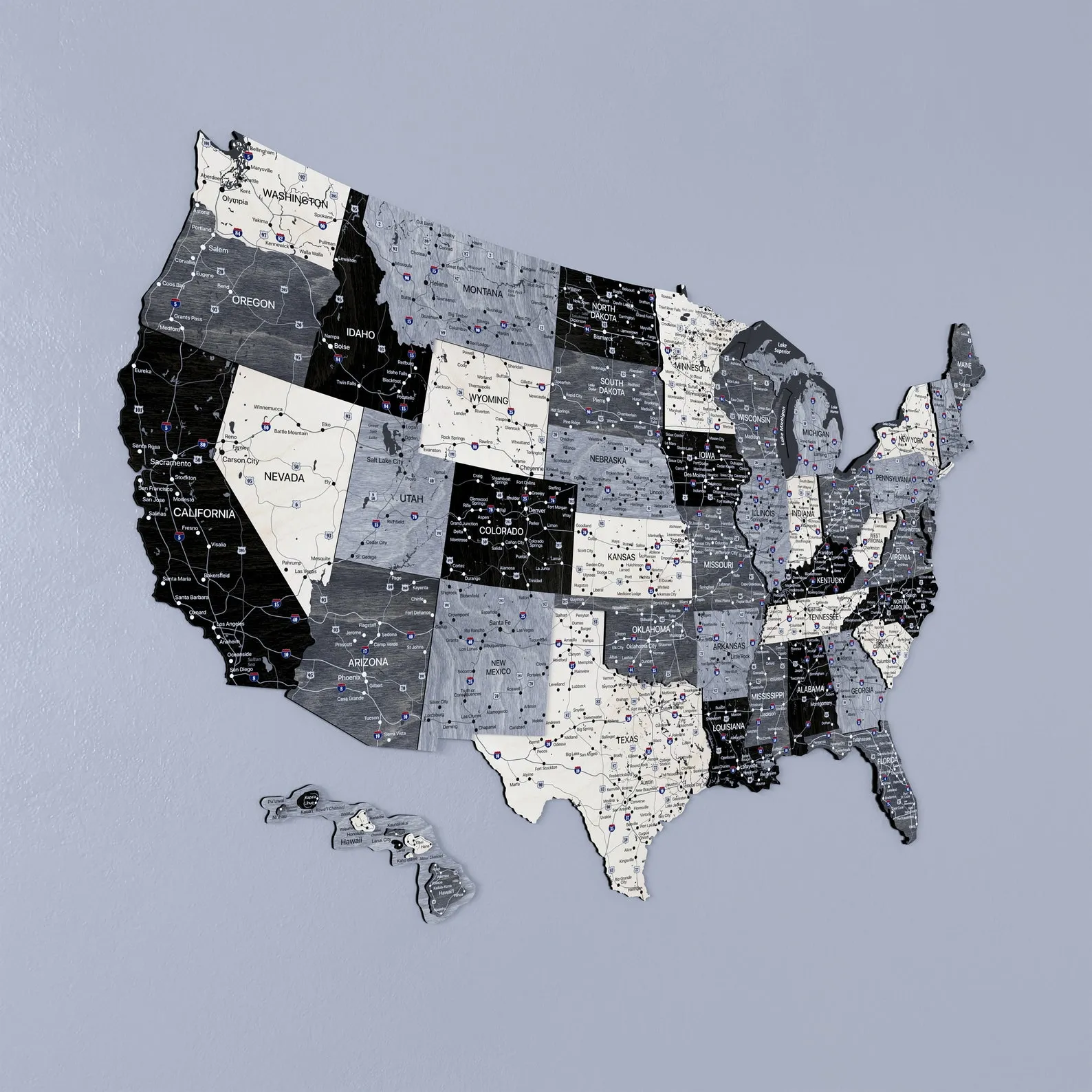 Monochrome USA Wooden Travel Map: Push Pin Wall Decor - Image 7