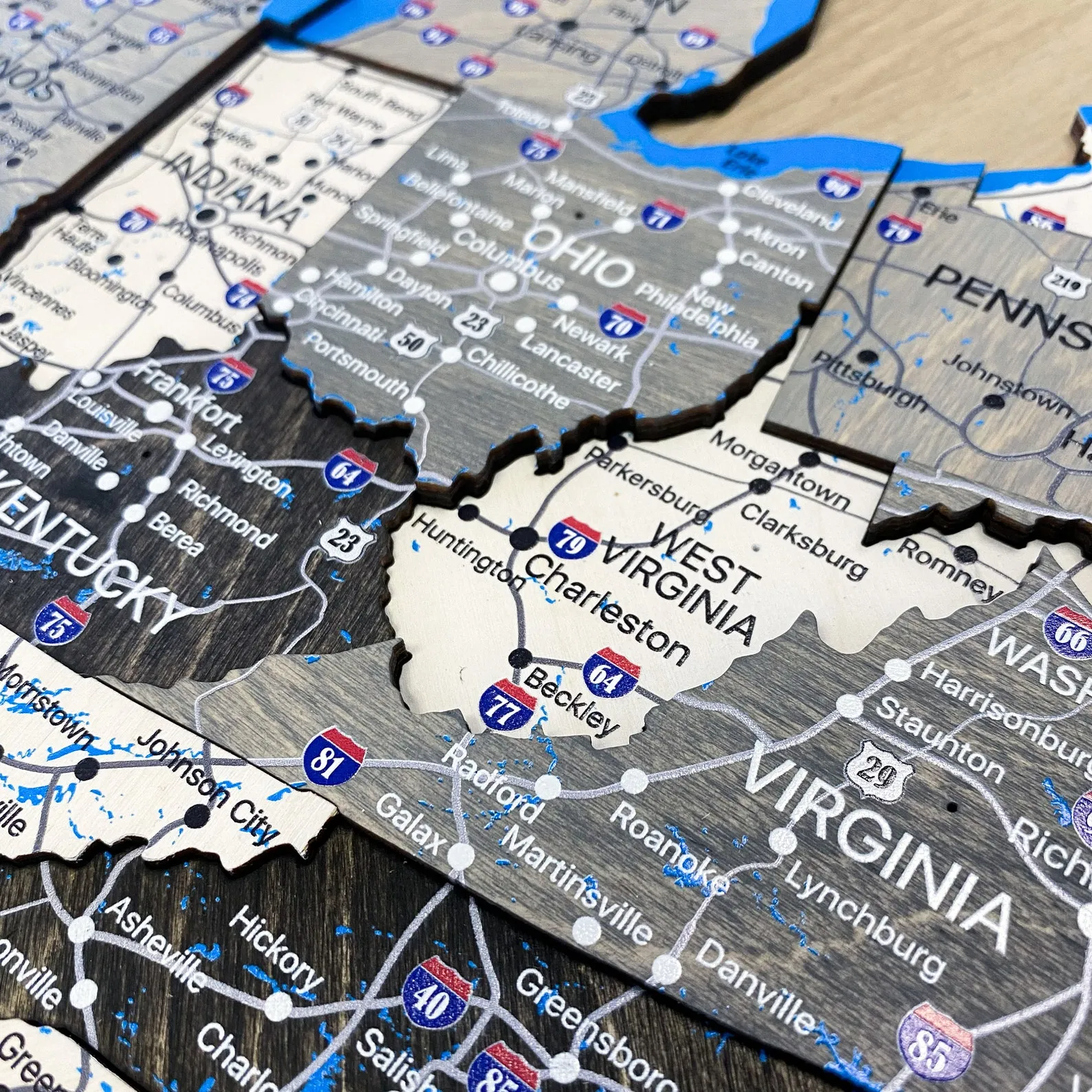 Wood USA Travel Map: Push Pin Board, Wall Decor - Image 2