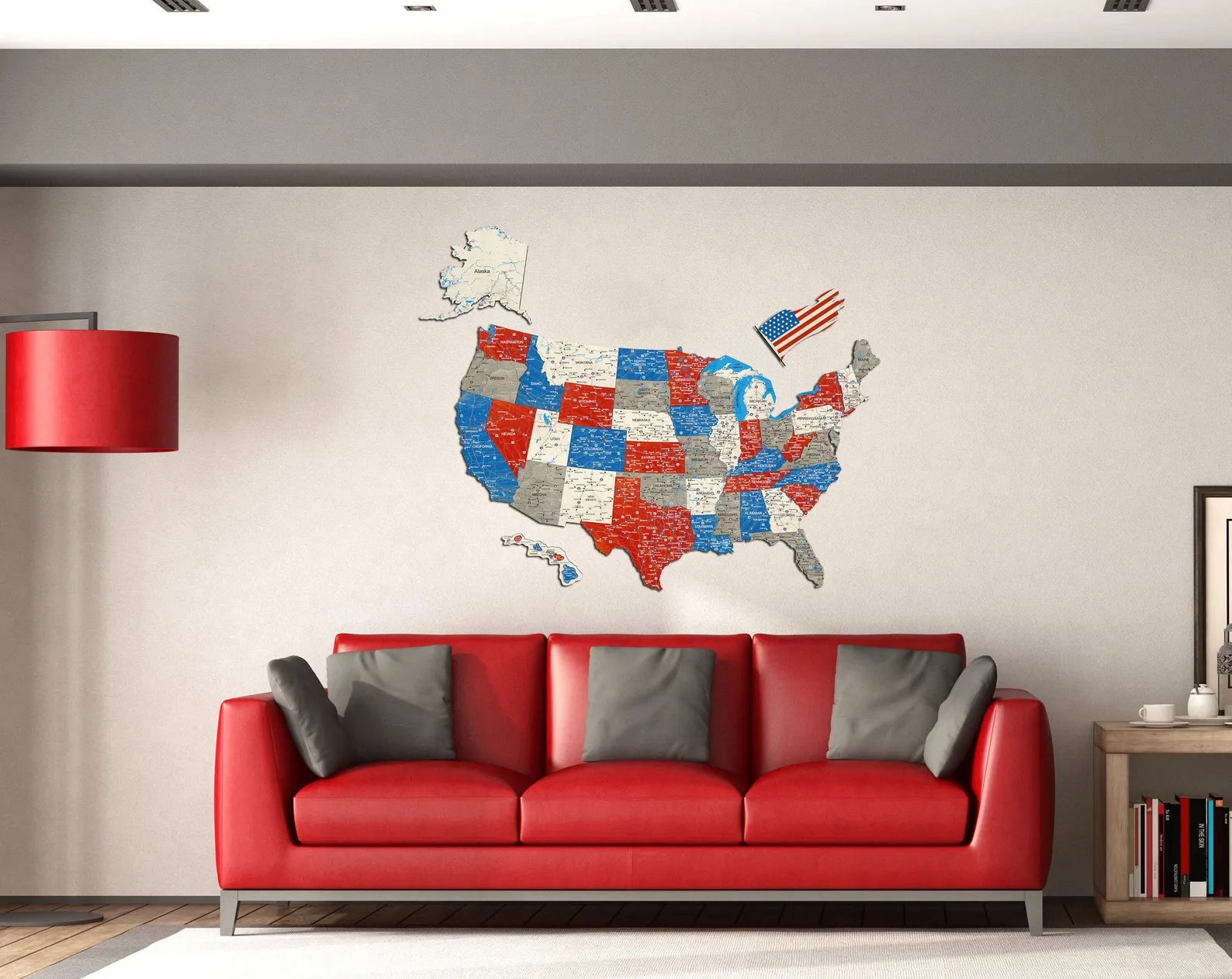 USA Wooden Map: Printed Push Pin Travel Wall Art - Image 4