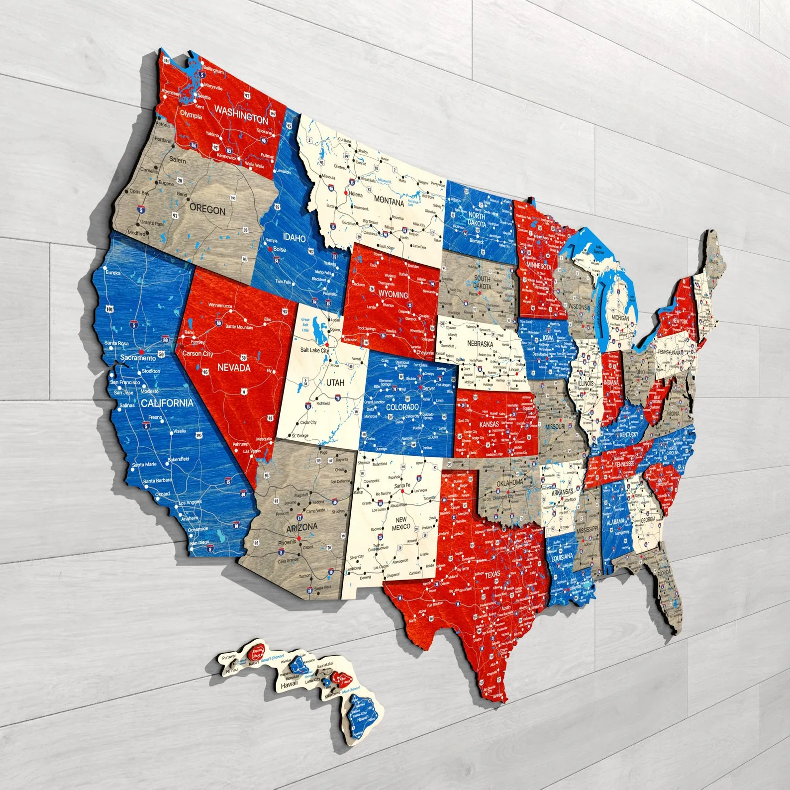 USA Wooden Map: Printed Push Pin Travel Wall Art - Image 6