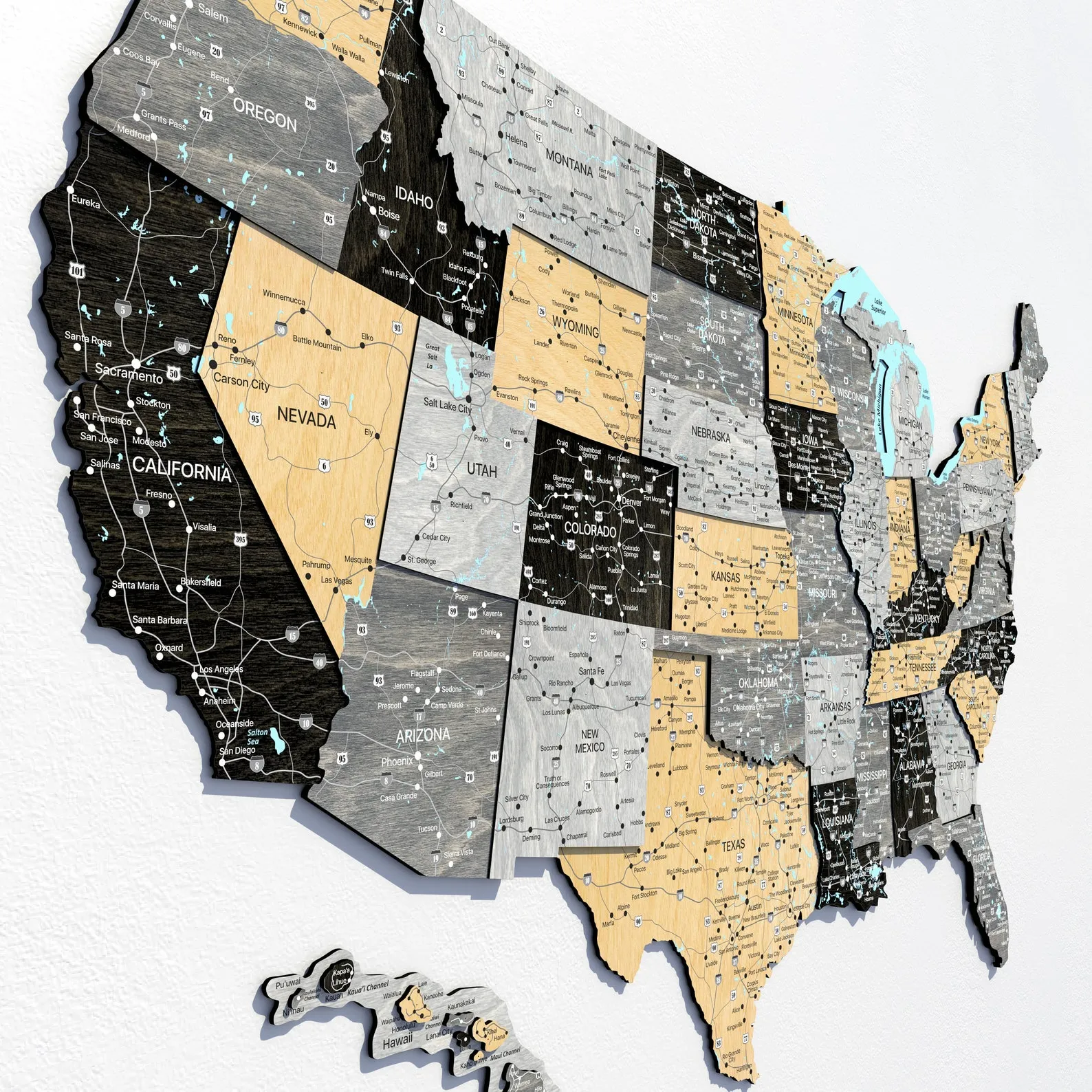 Wooden USA Map Wall Art, 50 States Travel Tracker (Multiple Sizes)