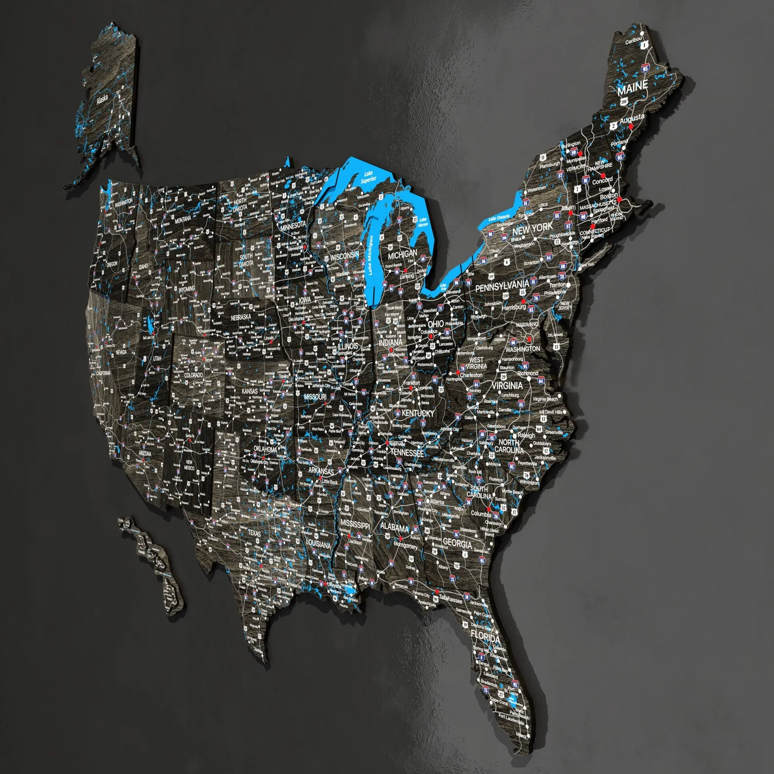 Map of United States for Wooden Home Decor, 5th Anniversary gift for Travelers, Push Pin USA Map Wall Art - Image 3