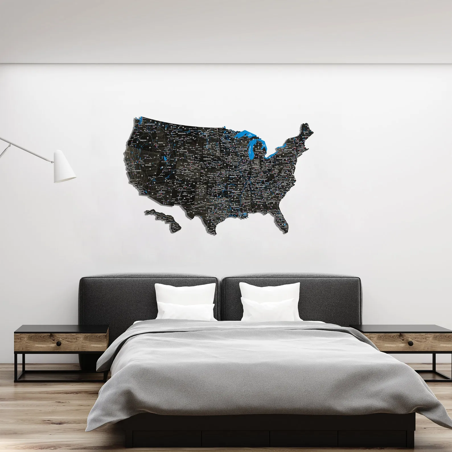 Map of United States for Wooden Home Decor, 5th Anniversary gift for Travelers, Push Pin USA Map Wall Art - Image 5