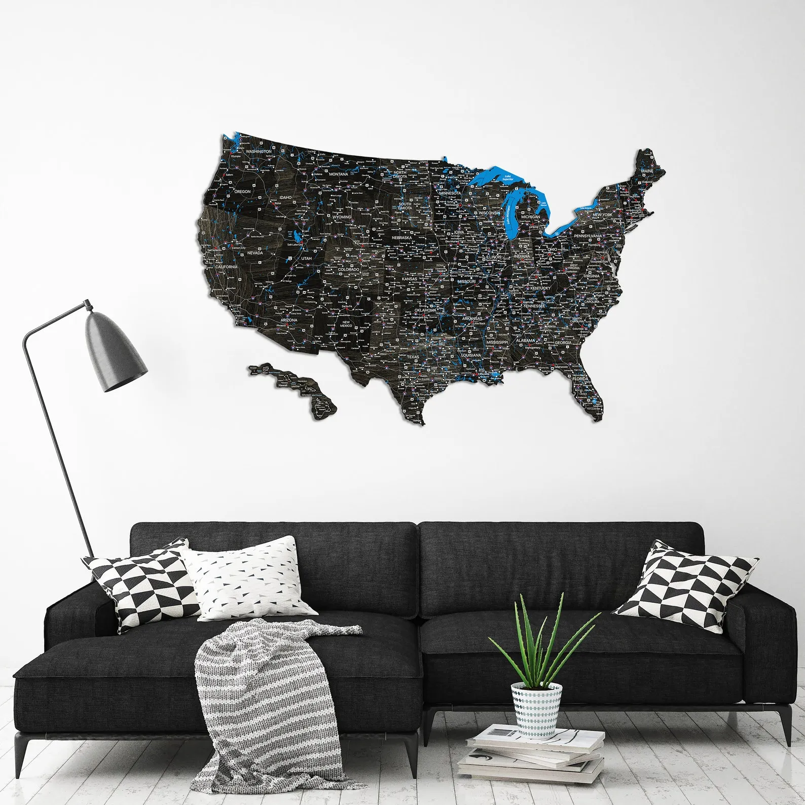 Map of United States for Wooden Home Decor, 5th Anniversary gift for Travelers, Push Pin USA Map Wall Art - Image 6
