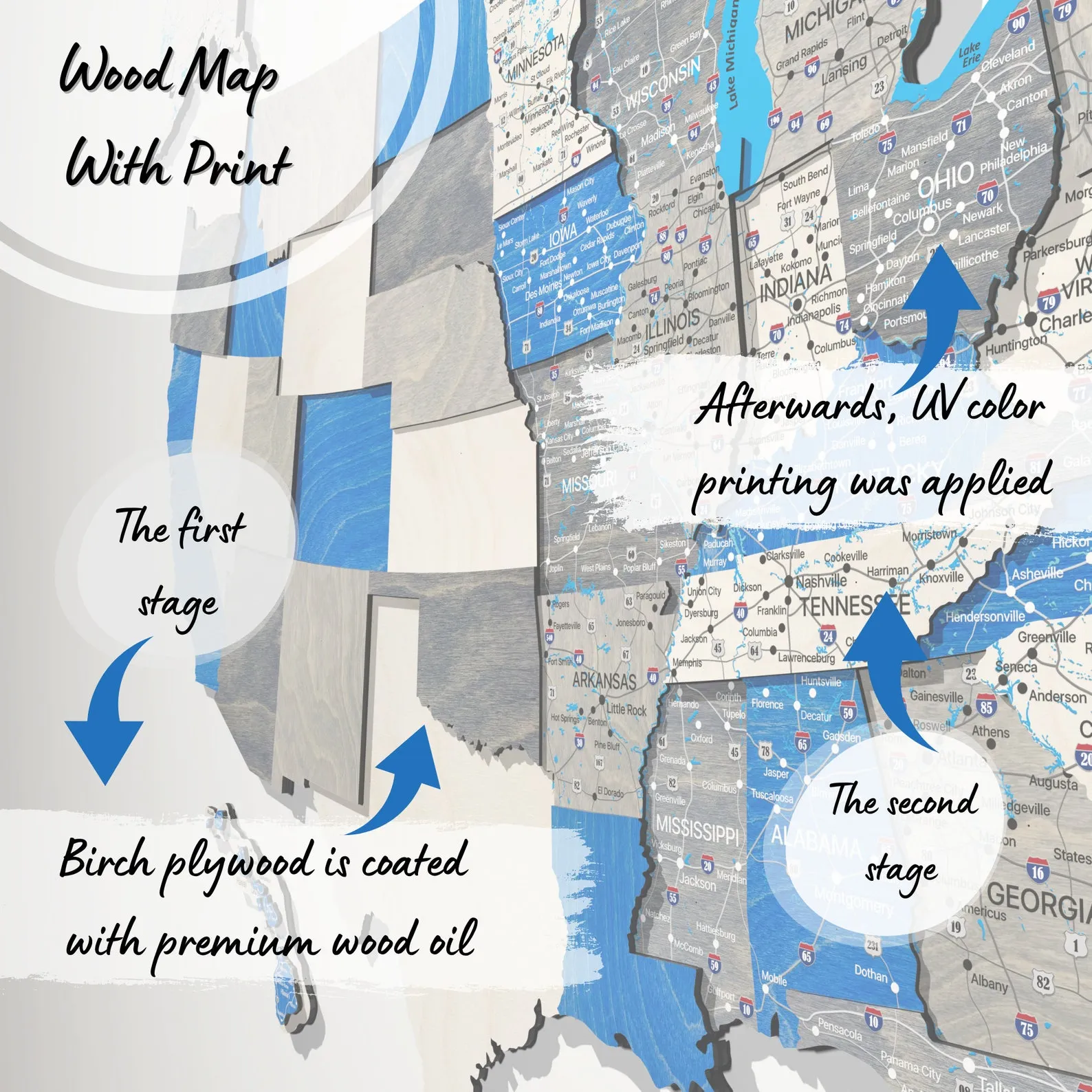 USA Push Pin Travel Map - Unique Wooden Wall Decor for Home - Image 3