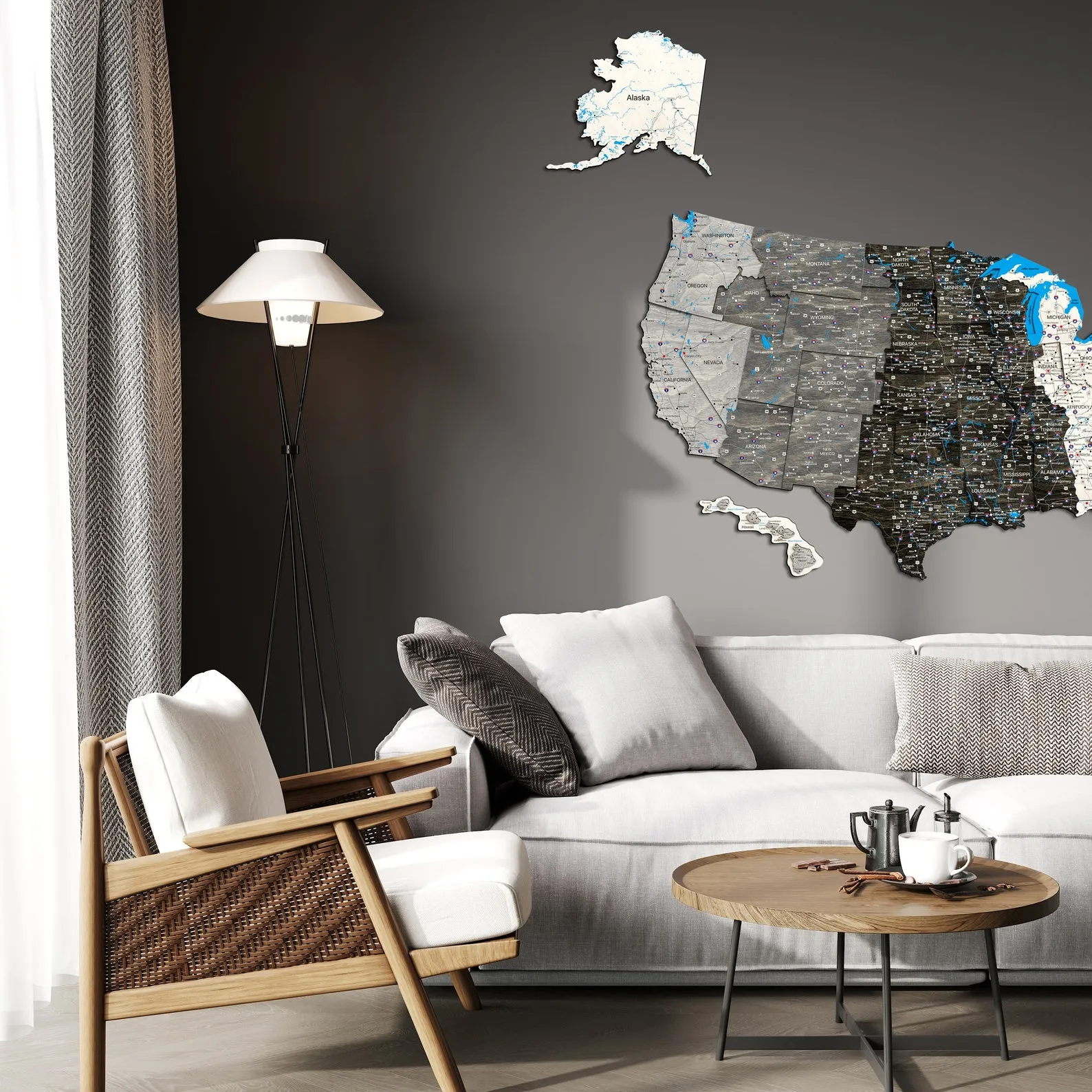 USA Time Zone Wooden Map: Push Pin Travel Decor - Image 3