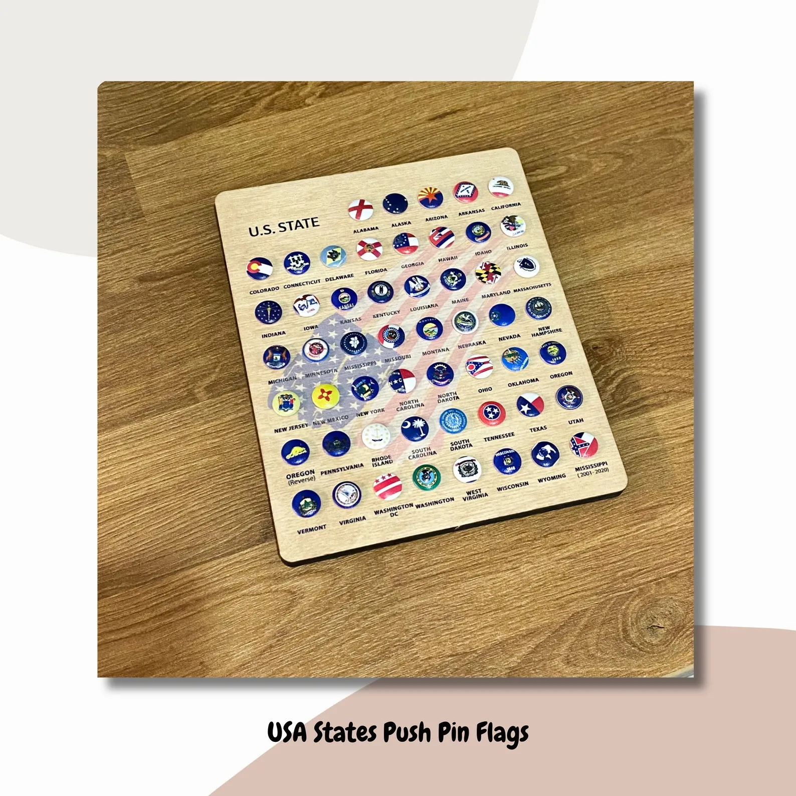 USA Time Zone Wooden Map: Push Pin Travel Decor - Image 9