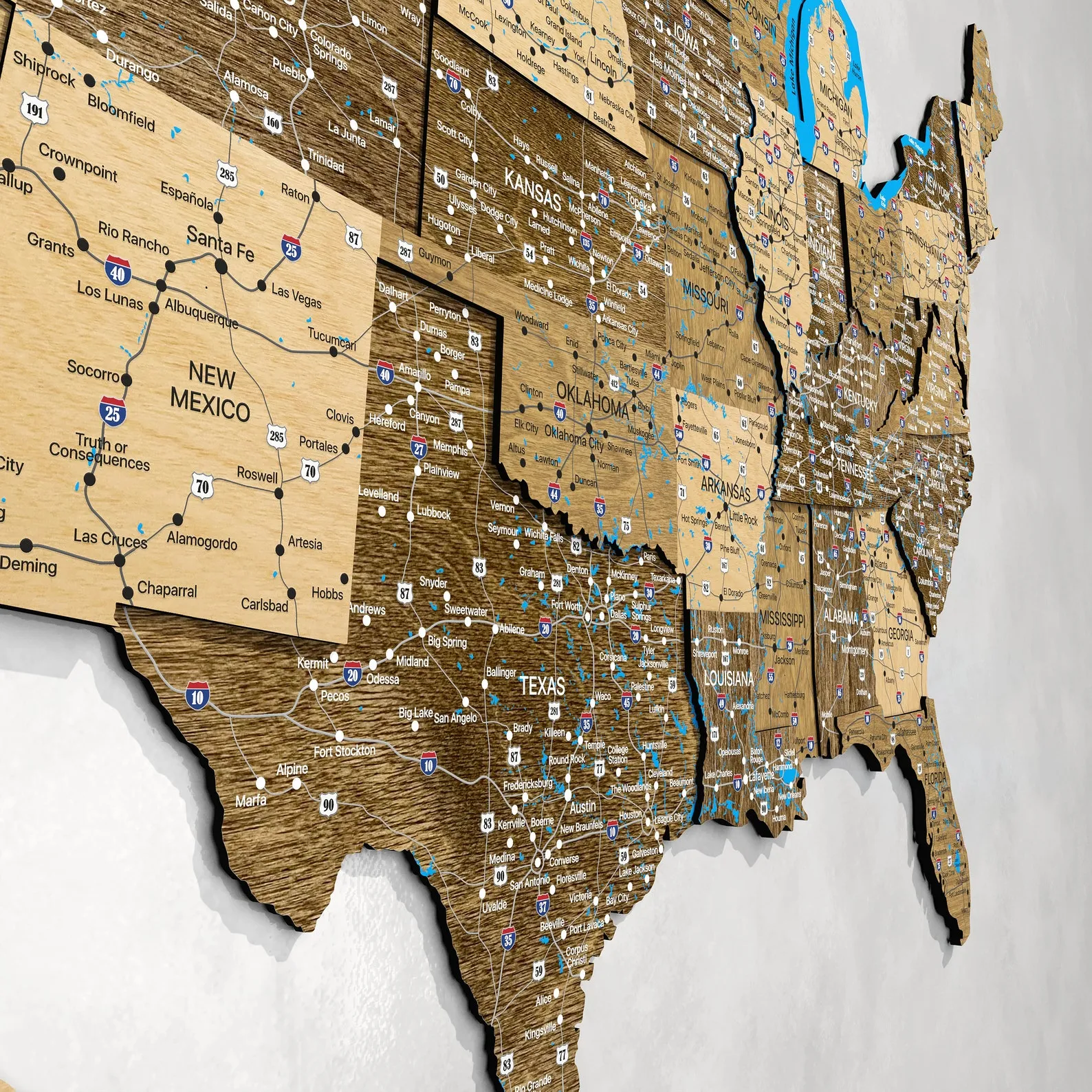 Push Pin USA Wooden Map: Home Decor Wall Art