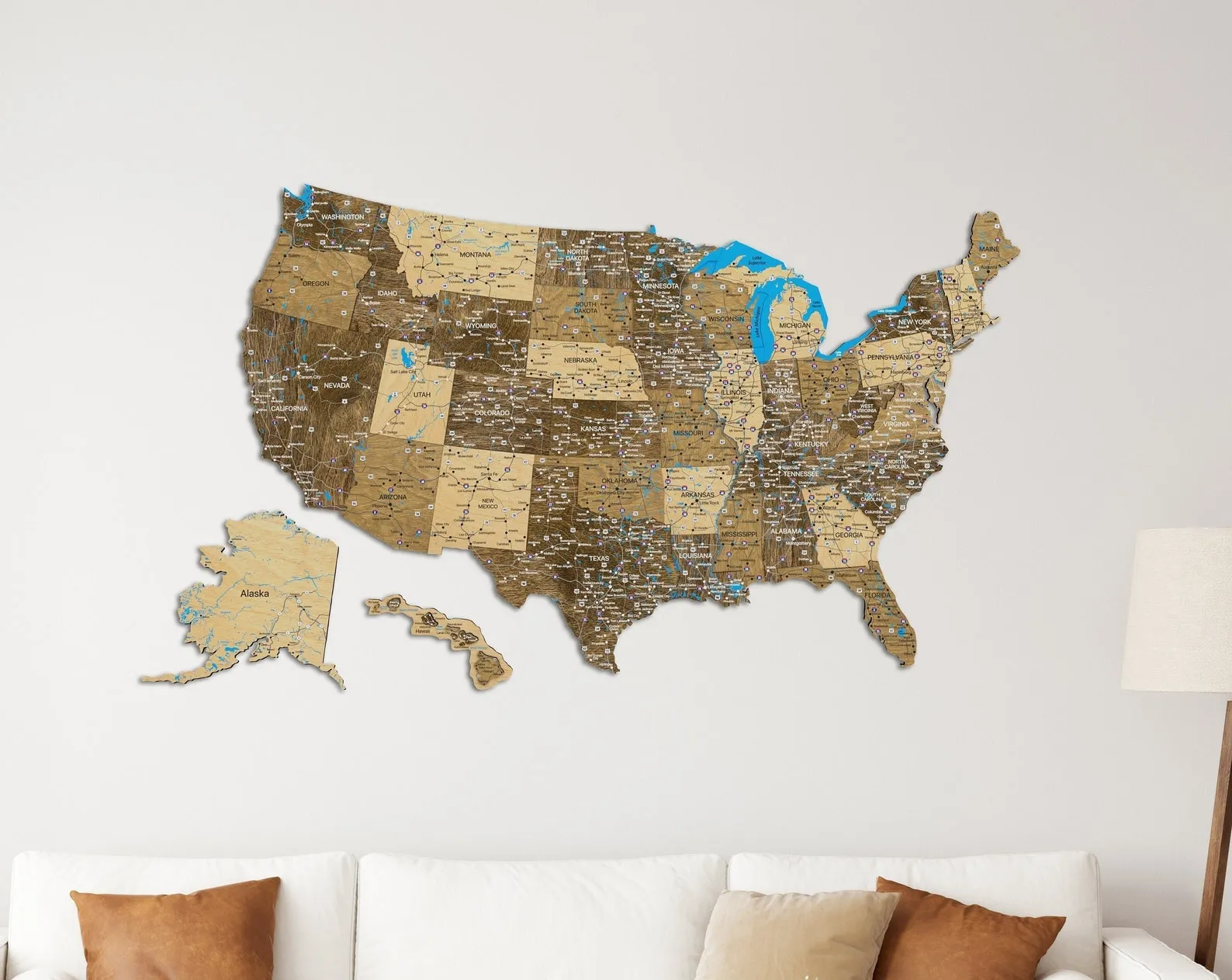 Push Pin USA Wooden Map: Home Decor Wall Art - Image 2